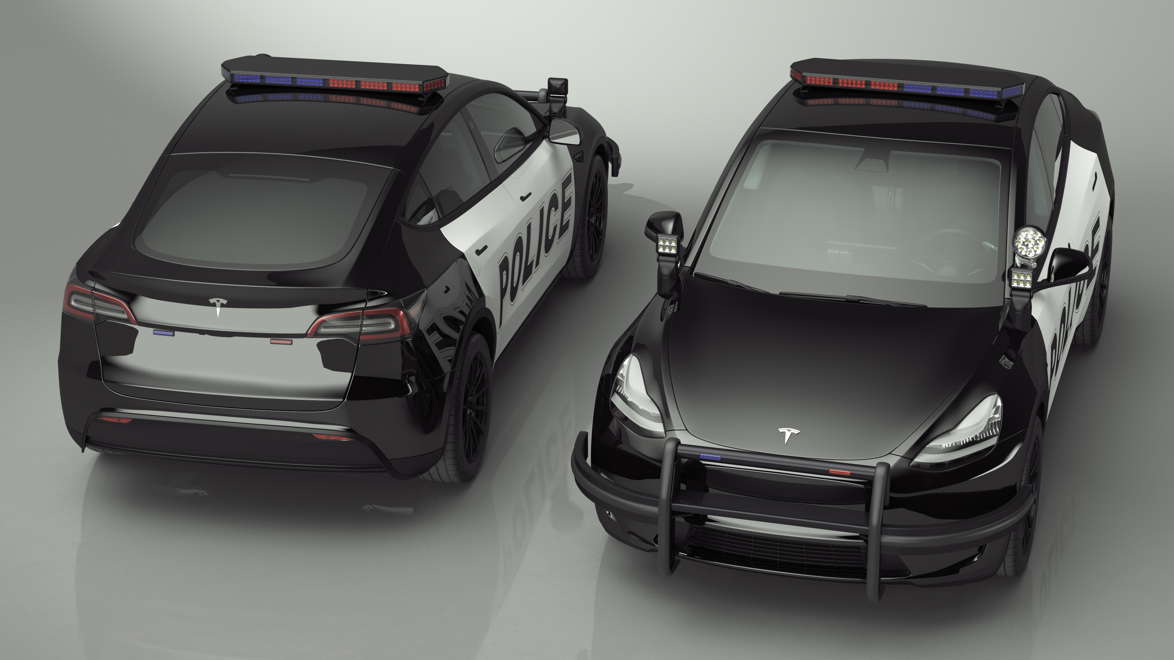 3D Police Tesla Model Y Rigged for Cinema 4D