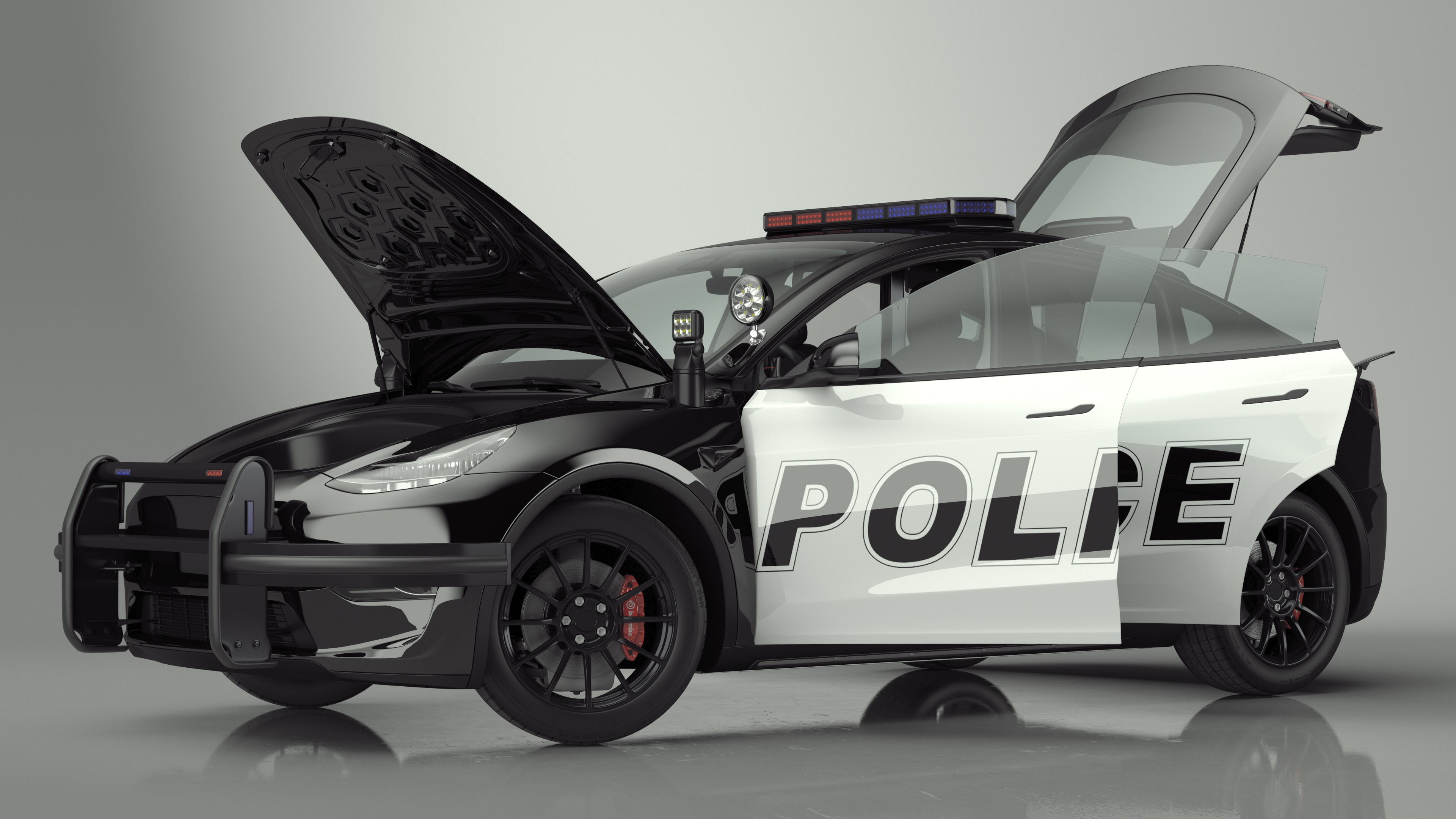 3D Police Tesla Model Y Rigged for Cinema 4D