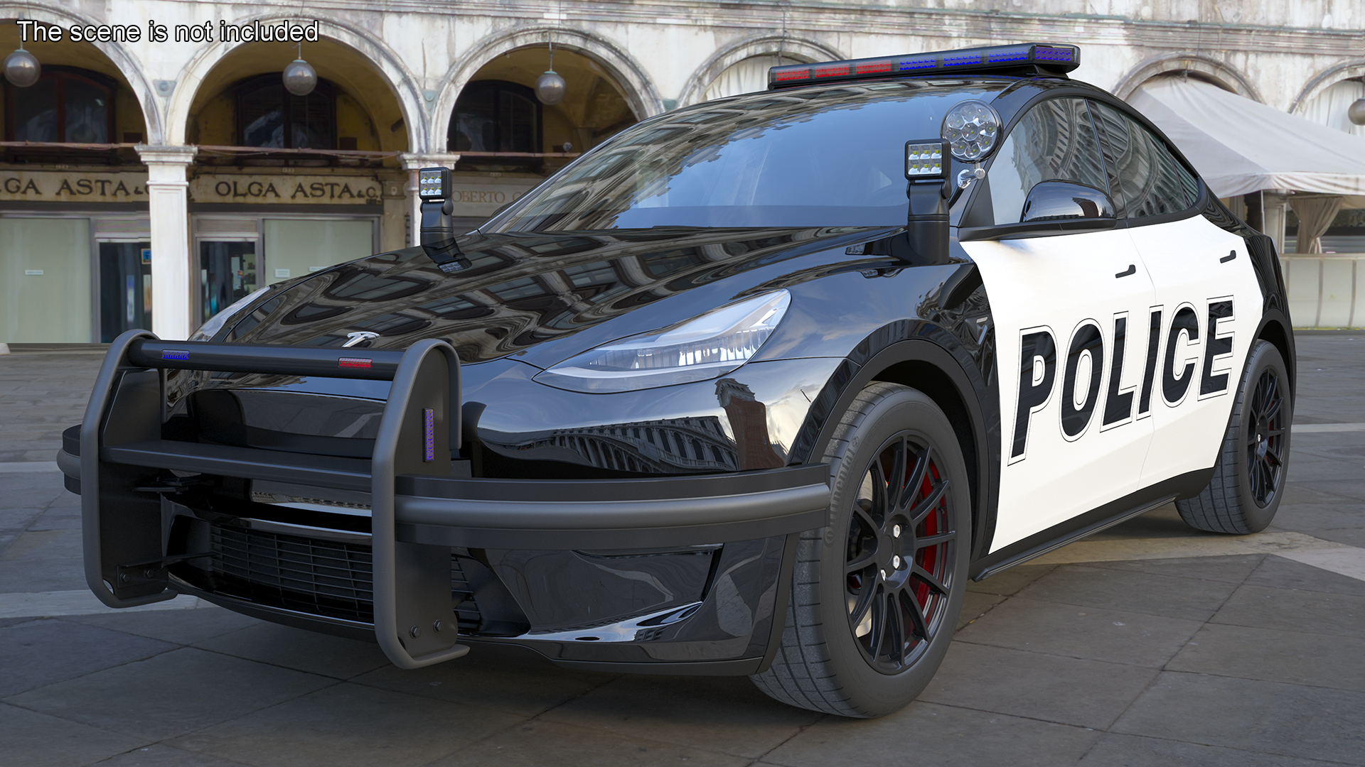 3D Police Tesla Model Y Rigged for Cinema 4D