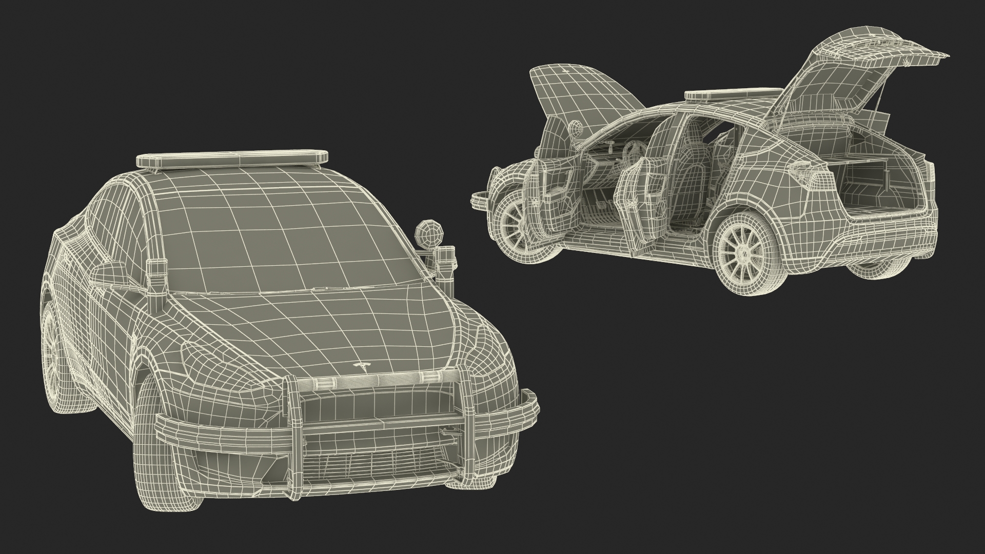 3D Police Tesla Model Y Rigged for Cinema 4D