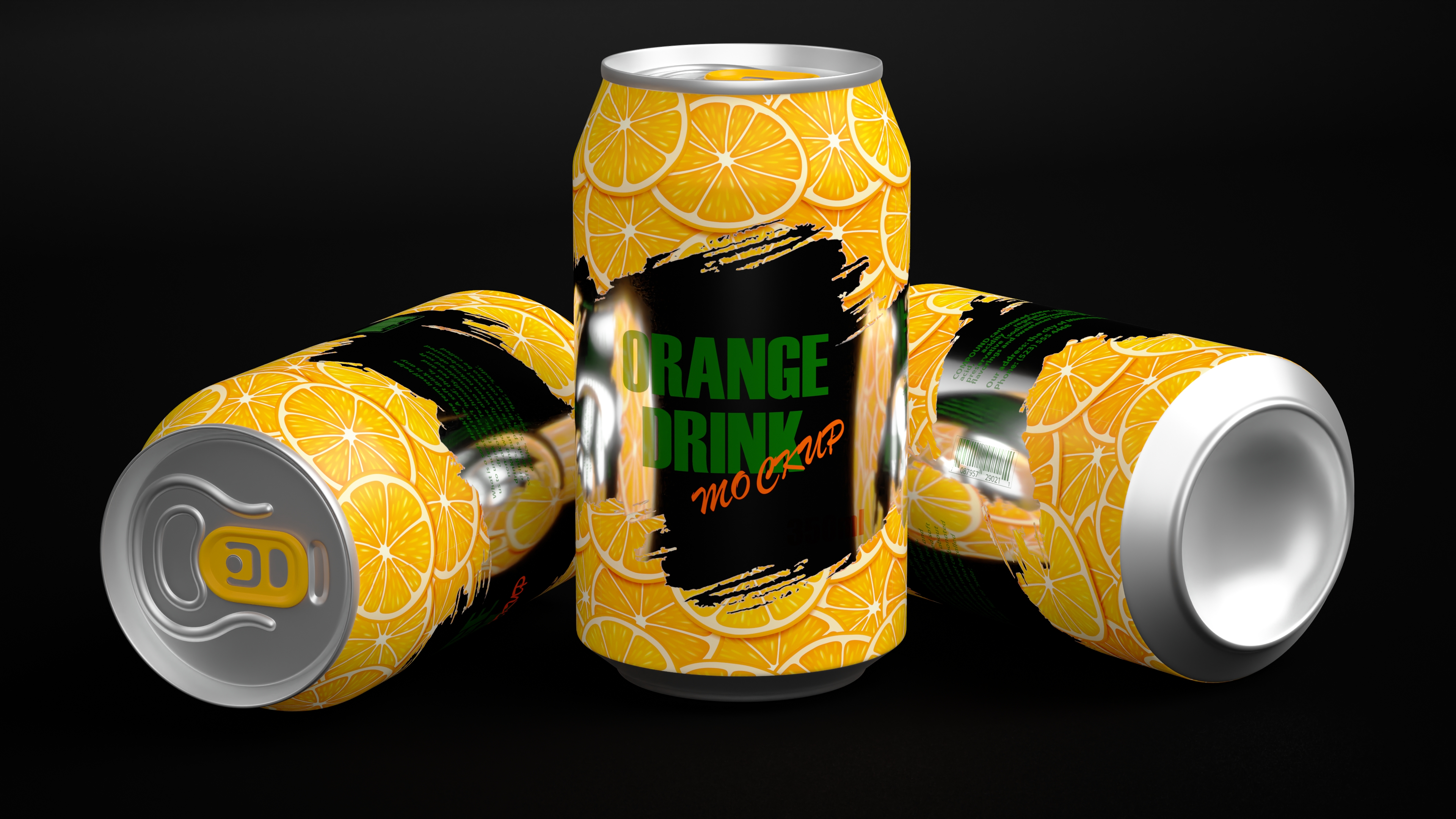 Orange Coke Can Mockup 350ml Sleek 3D model