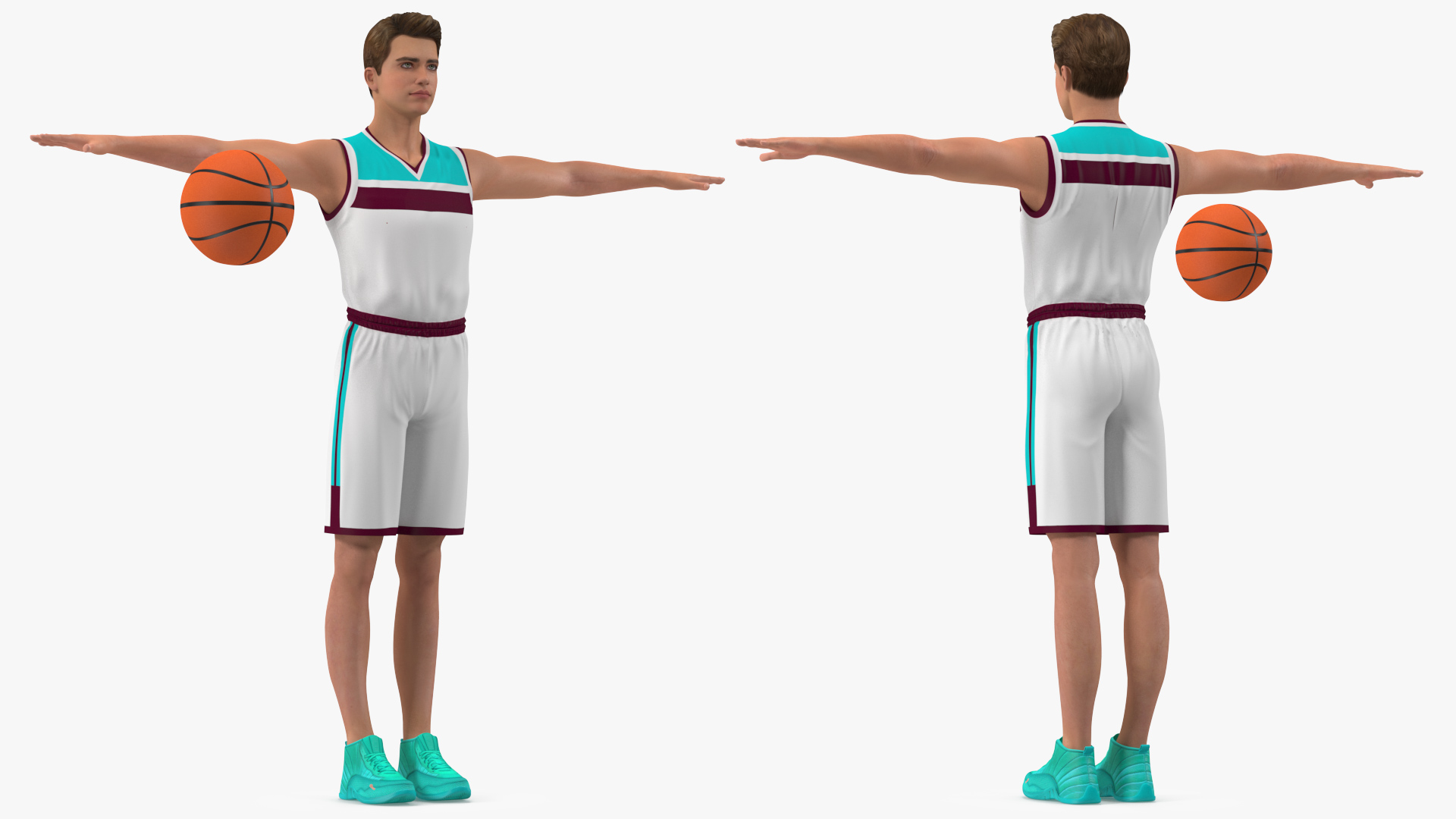 Teen Boy Basketball Neutral Pose 3D