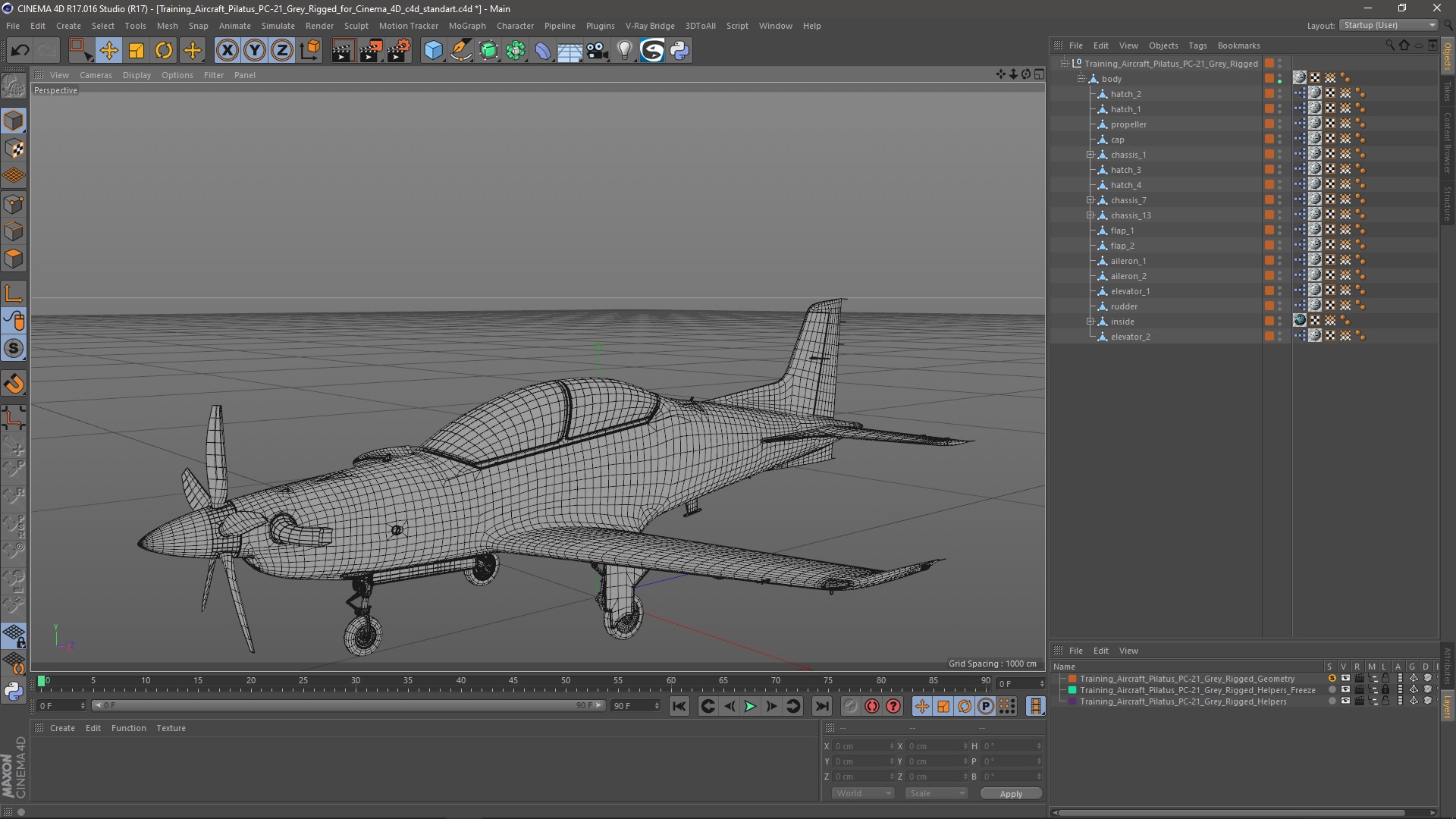 Training Aircraft Pilatus PC-21 Grey Rigged for Cinema 4D 3D