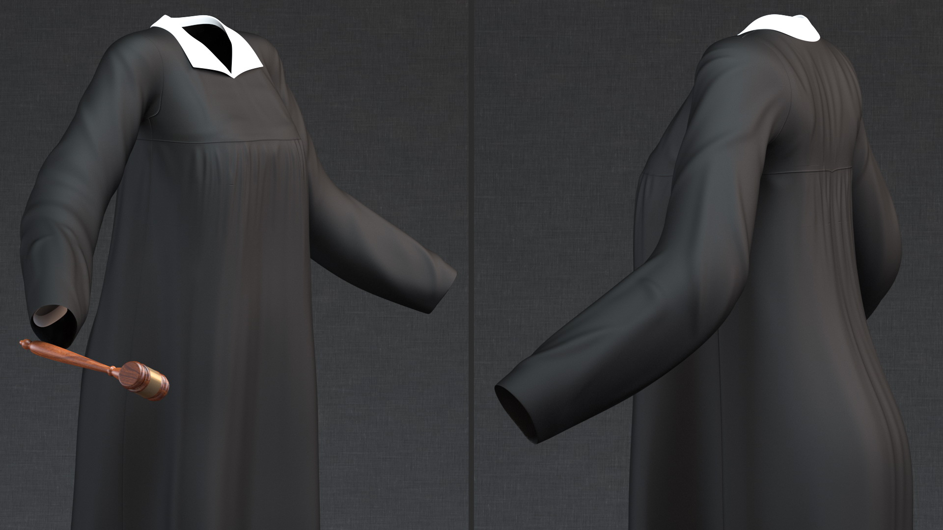 Judicial Robe with Gavel 3D model