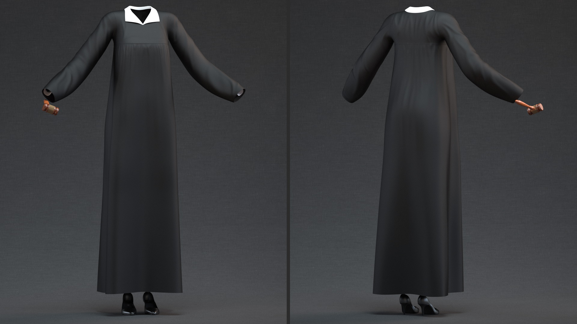 Judicial Robe with Gavel 3D model