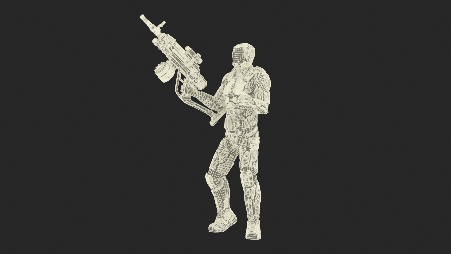 3D model Futuristic Armored Robot with Rifle