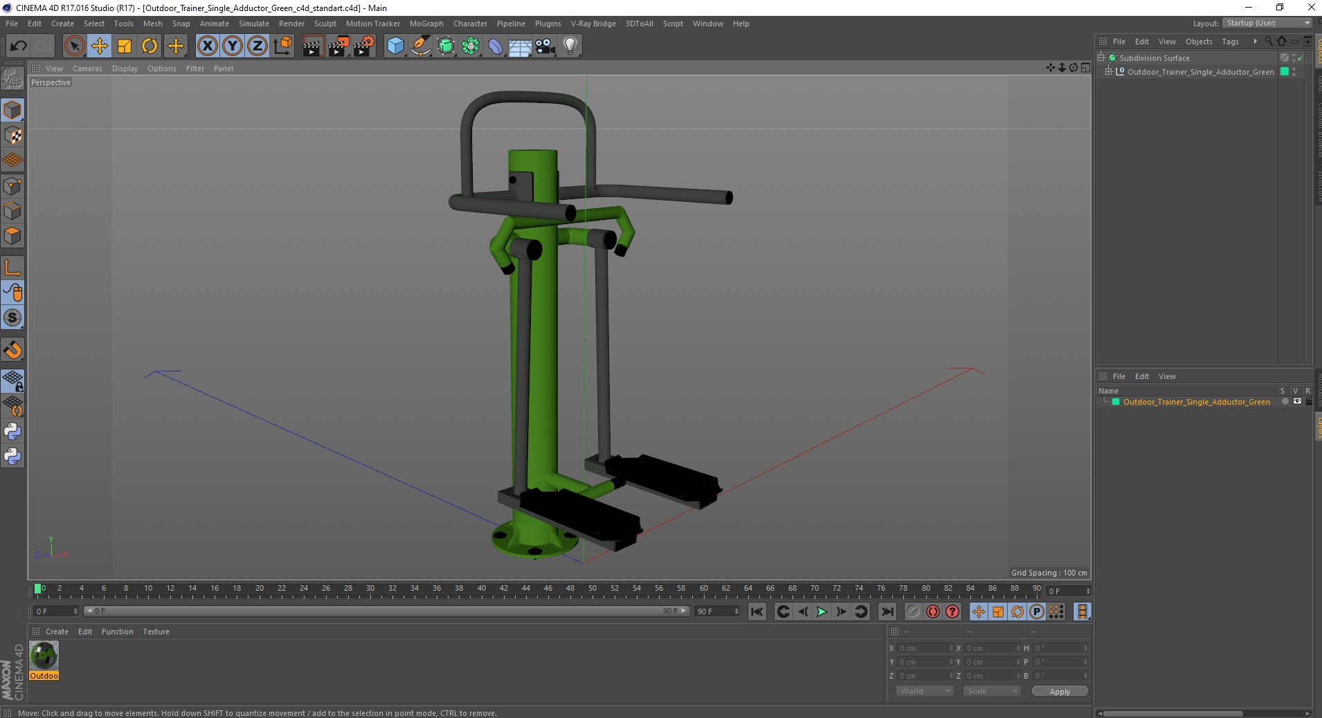 Outdoor Trainer Single Adductor Green 3D