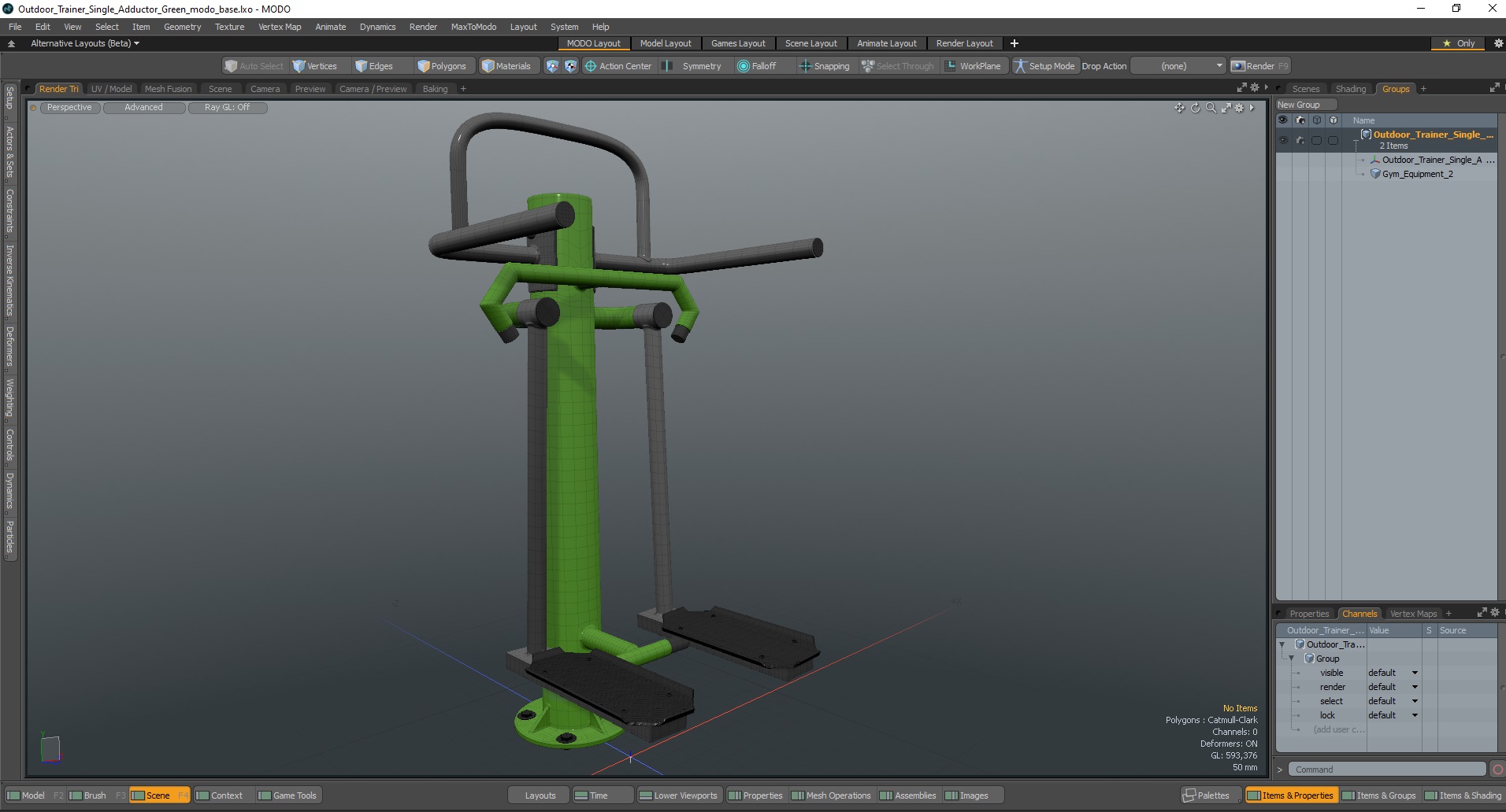 Outdoor Trainer Single Adductor Green 3D