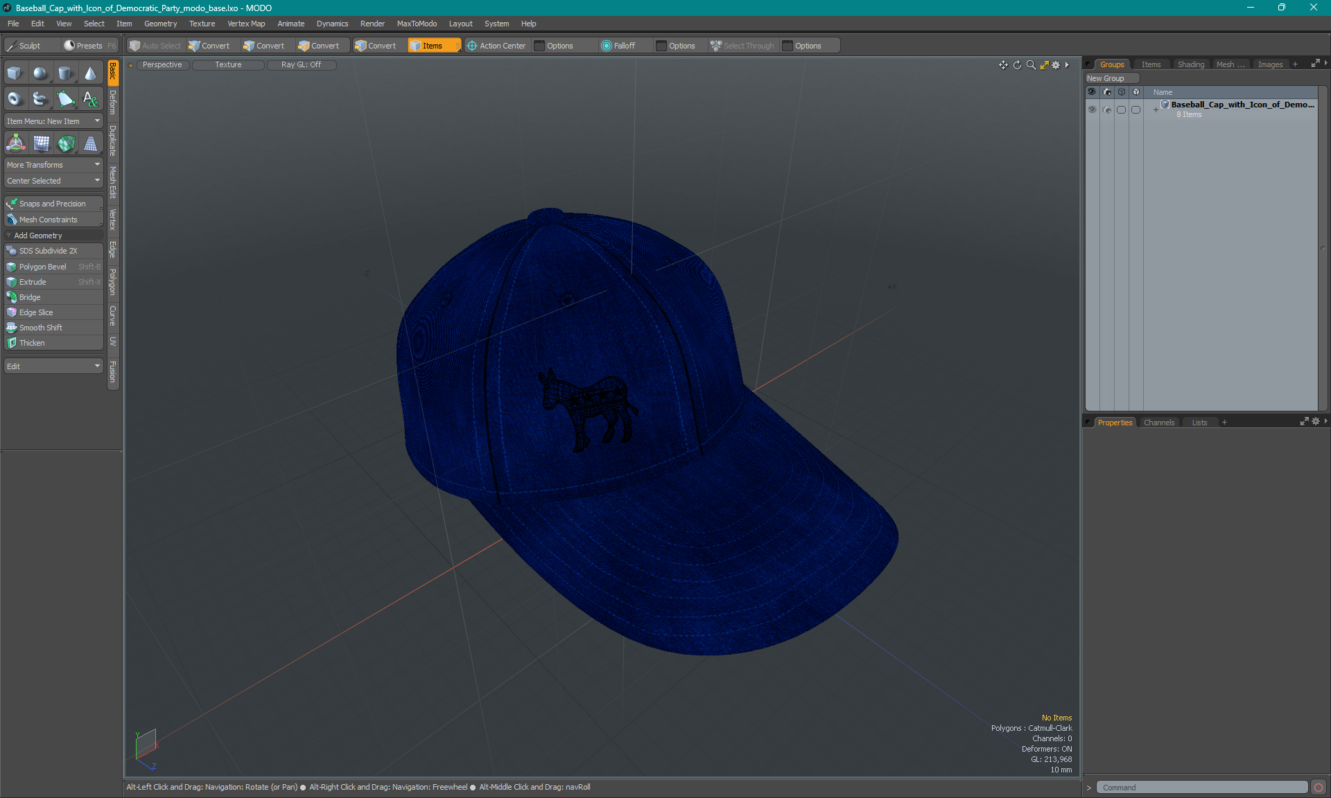 Baseball Cap with Icon of Democratic Party 3D