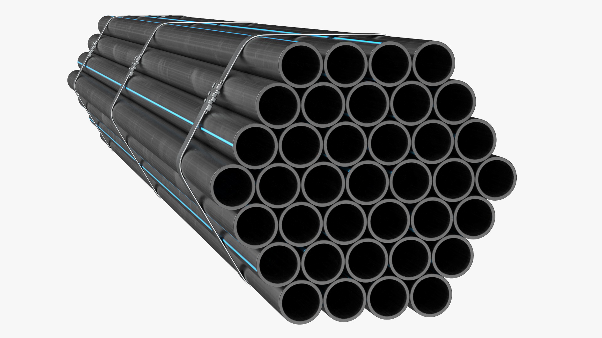 Plastic Pipes Bundle 2 Meters 3D model