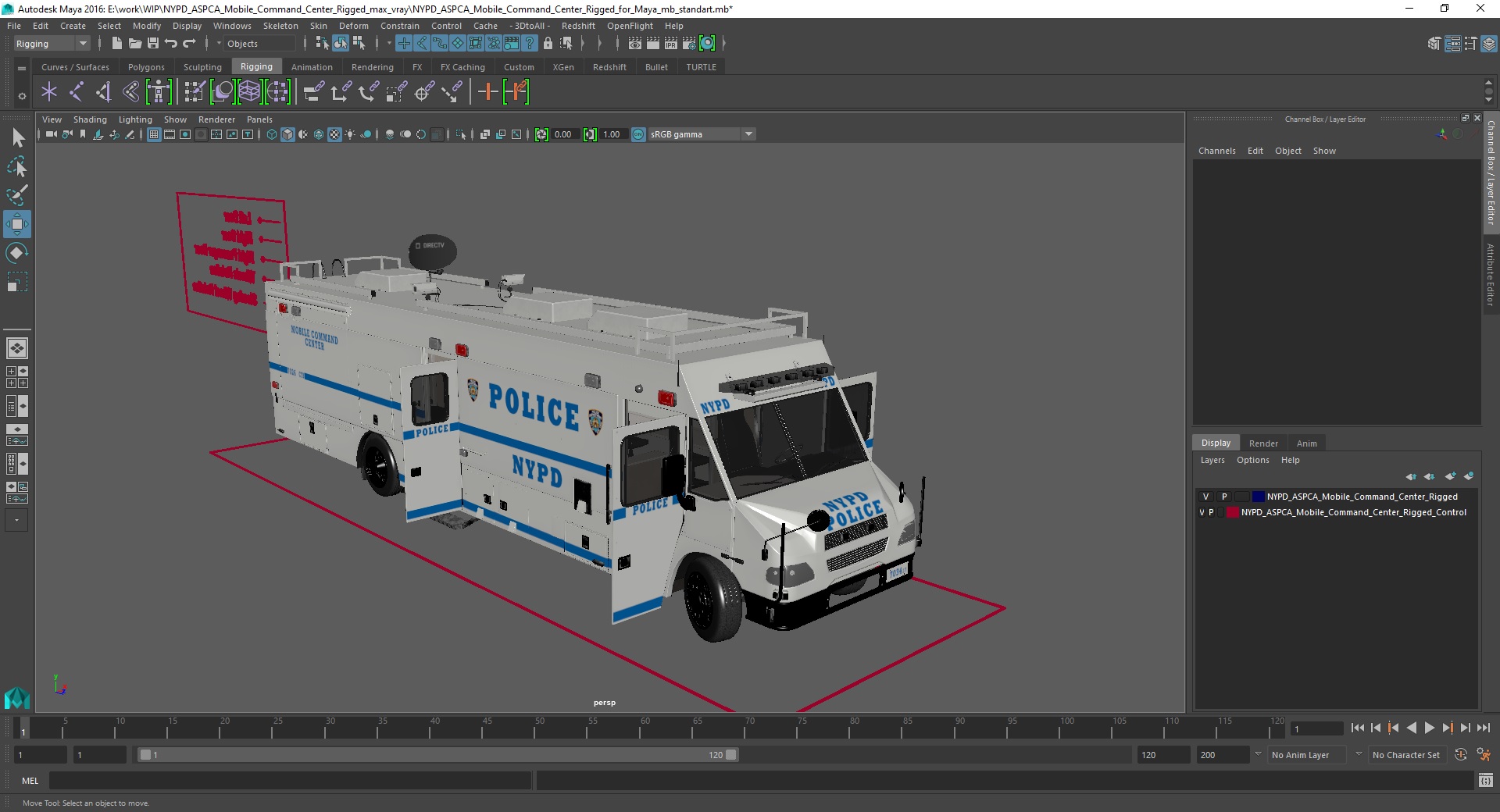 3D model NYPD ASPCA Mobile Command Center Illuminated Rigged for Maya