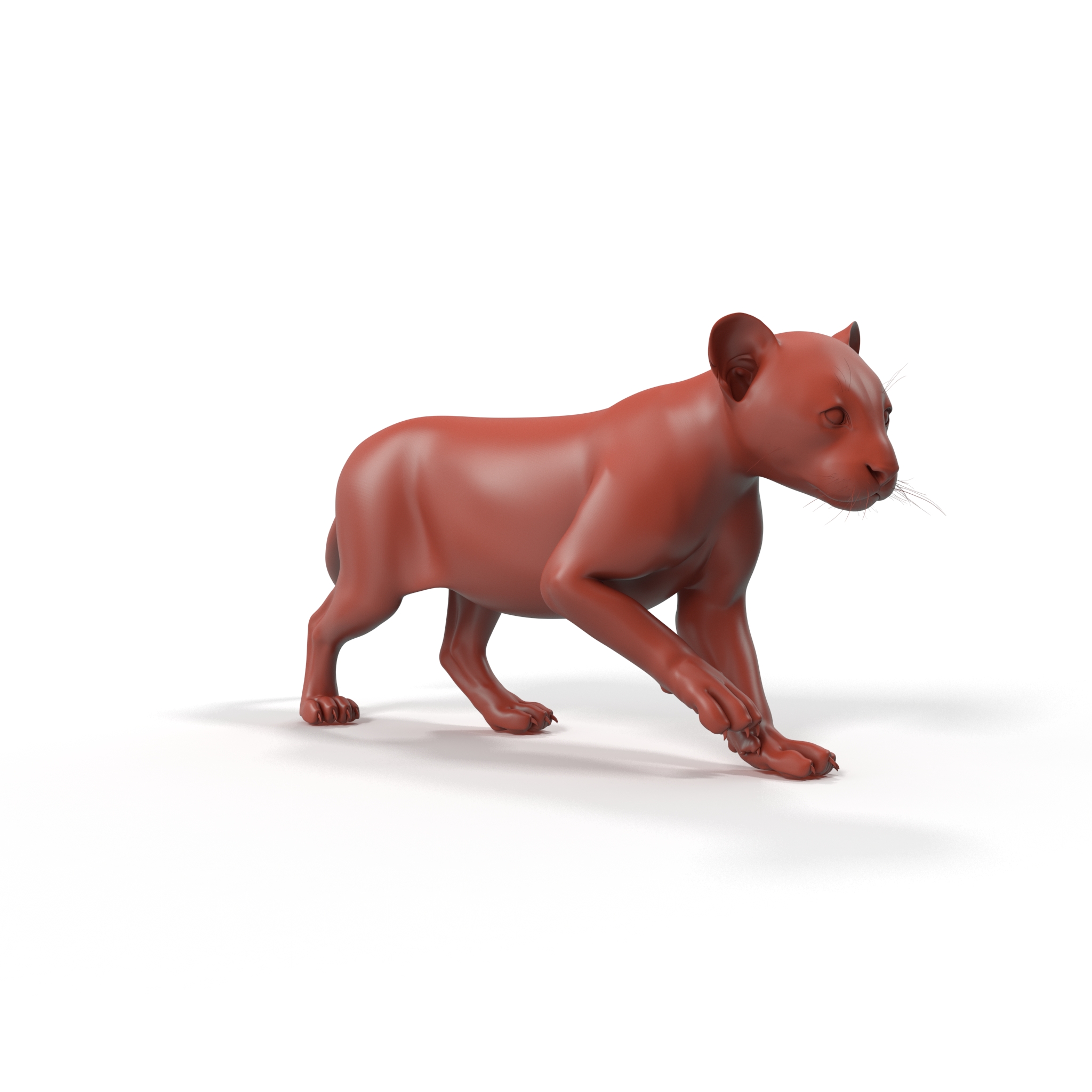 Panther Cub Wary Pose for 3D Print 3D model