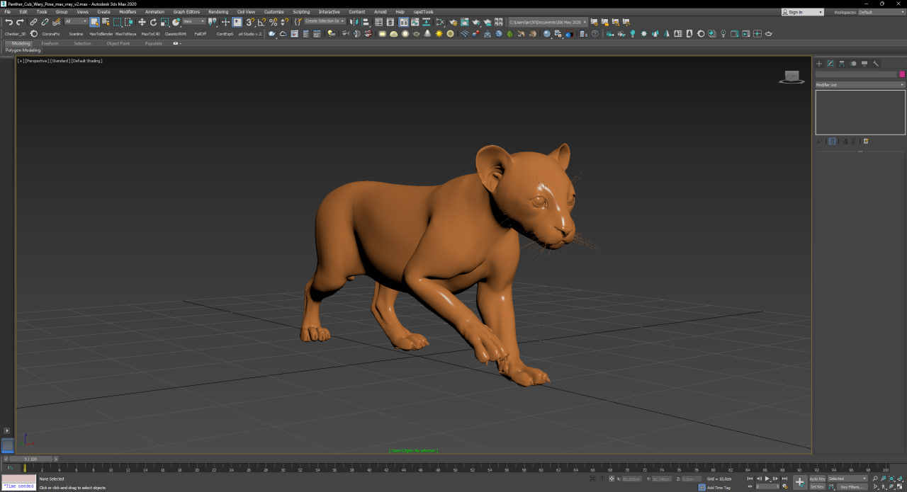 Panther Cub Wary Pose for 3D Print 3D model