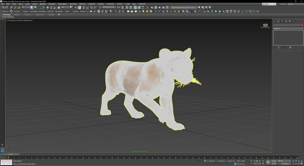 Panther Cub Wary Pose for 3D Print 3D model