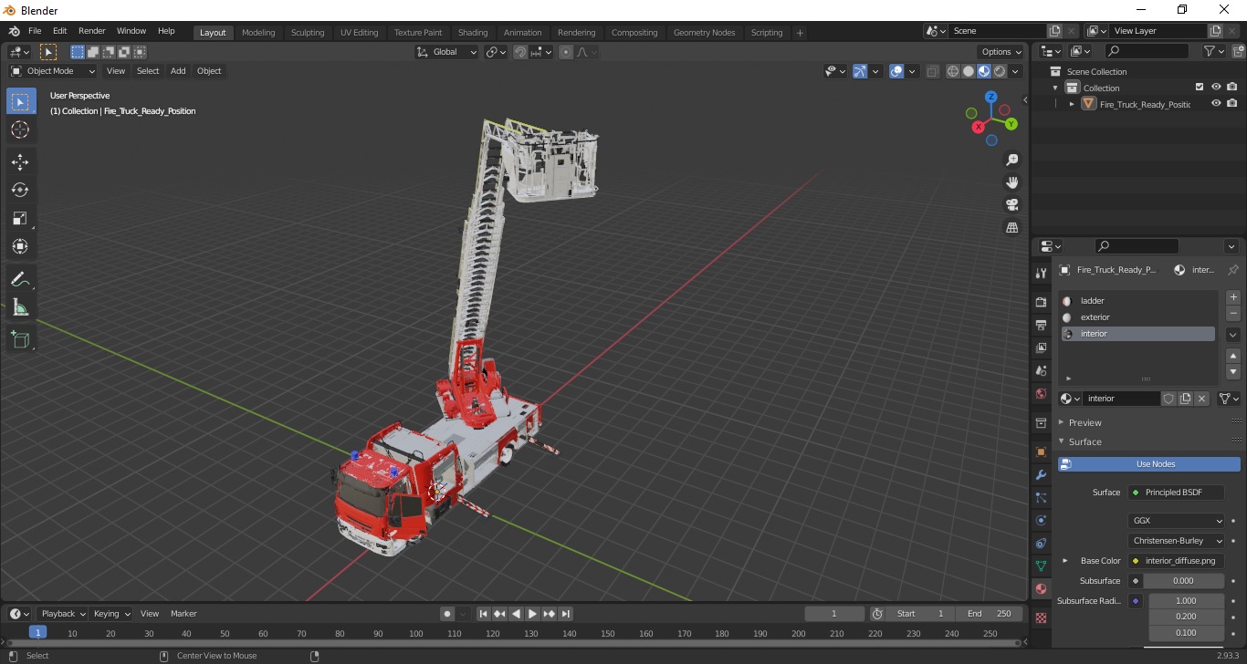 3D model Fire Truck Ready Position