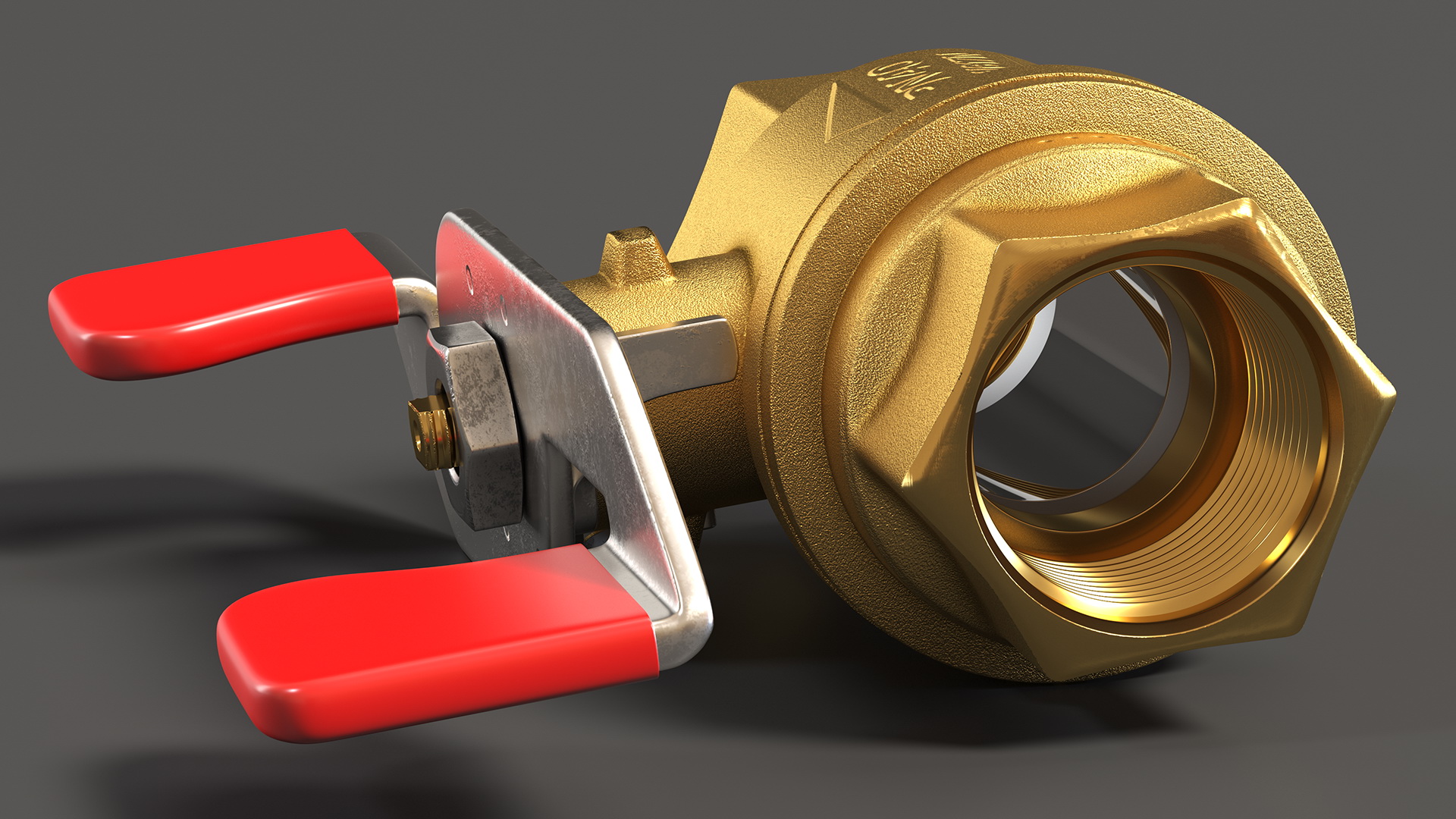 Brass Ball Valve with Union Butterfly Handle 3D model