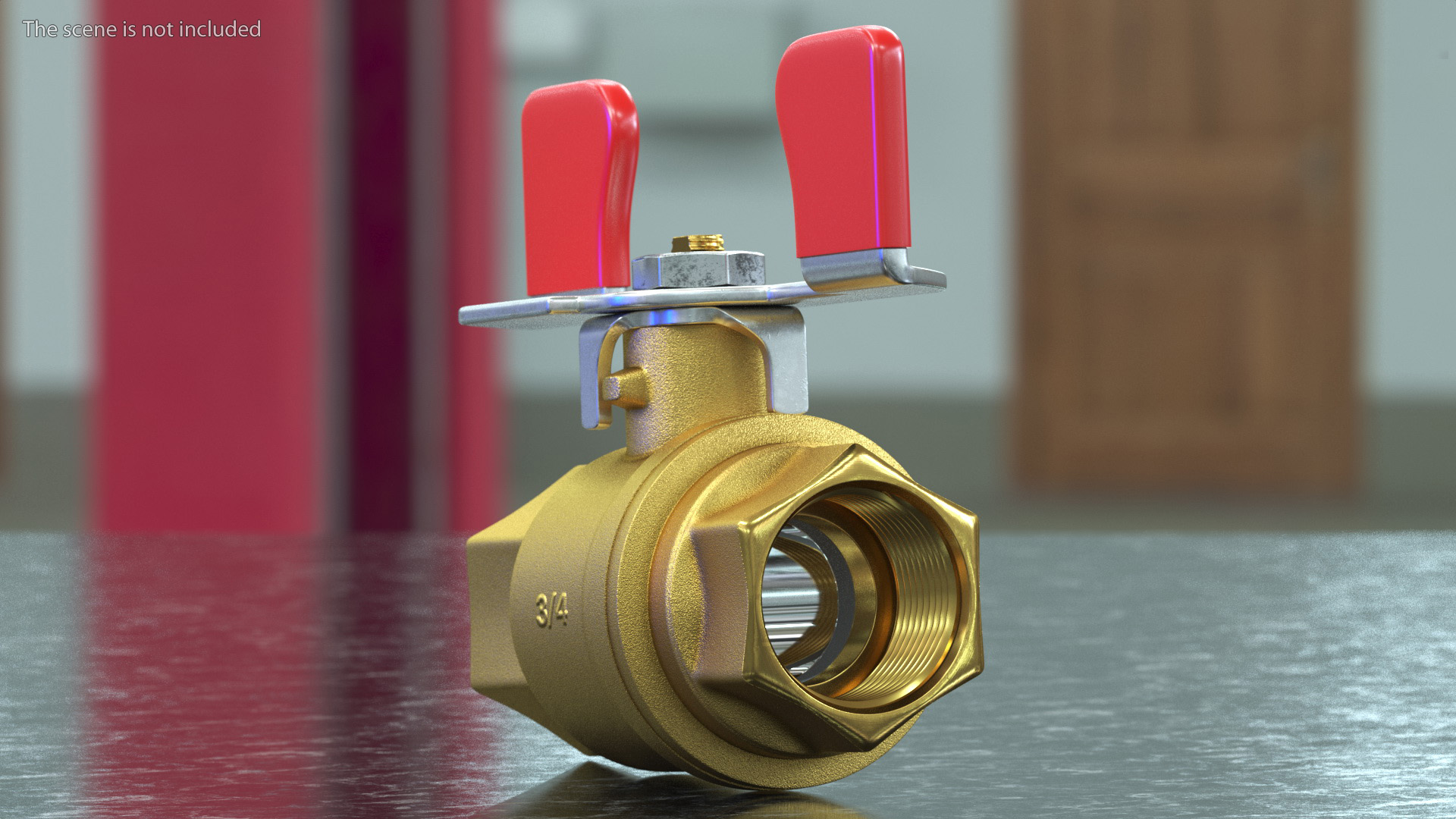 Brass Ball Valve with Union Butterfly Handle 3D model