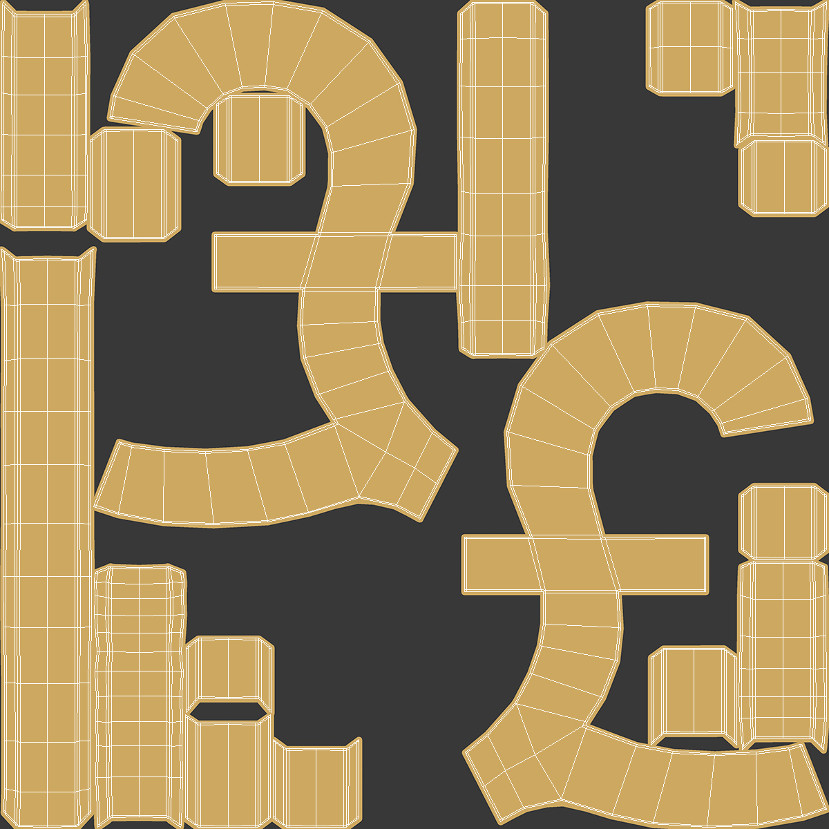 UK Pound Currency Symbol Gold 3D model