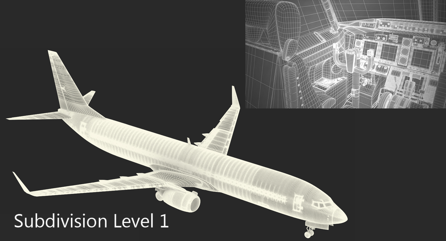 3D Boeing 737 900 with Interior United Airlines Rigged