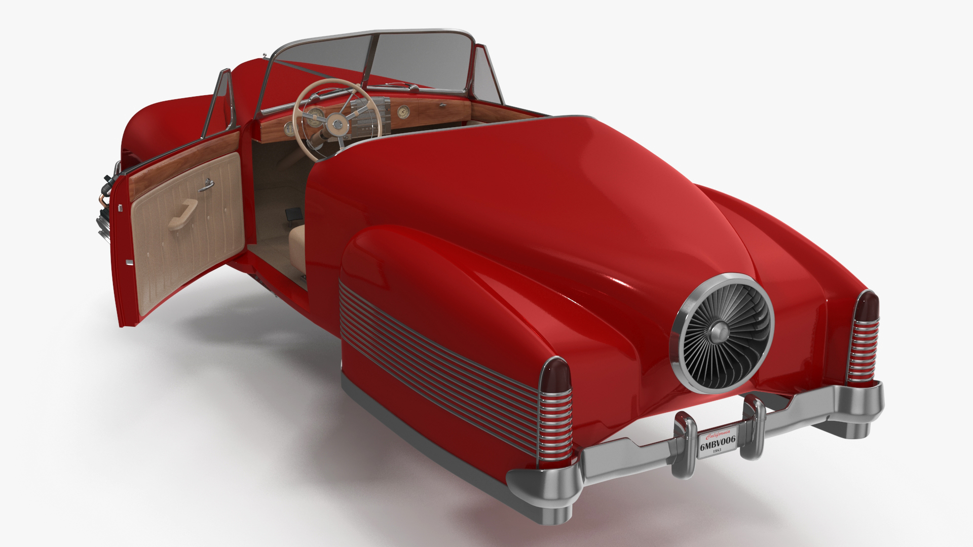 Hover Retro Car Red New Rigged for Cinema 4D 3D model