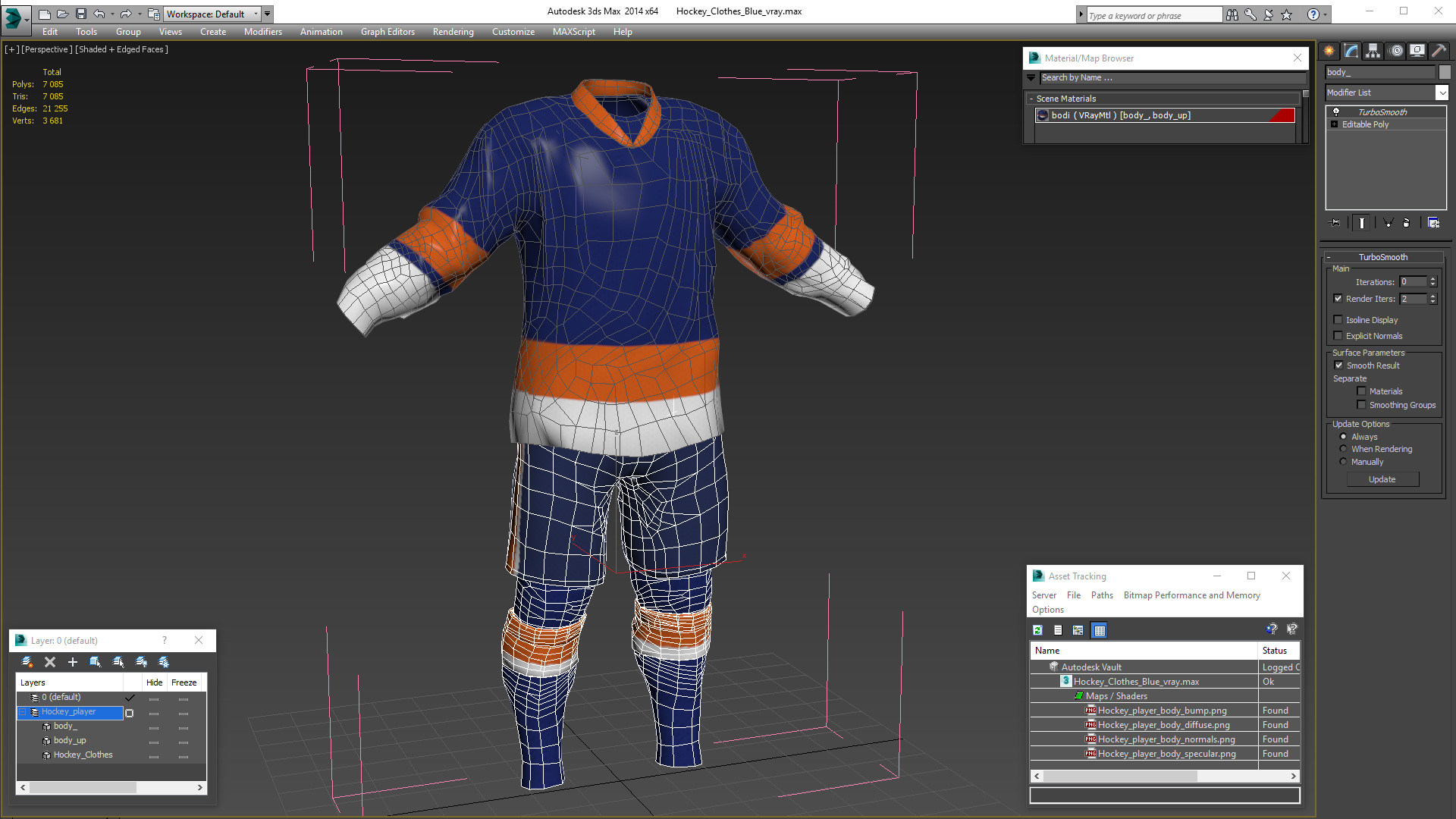 Hockey Clothes Blue 3D model