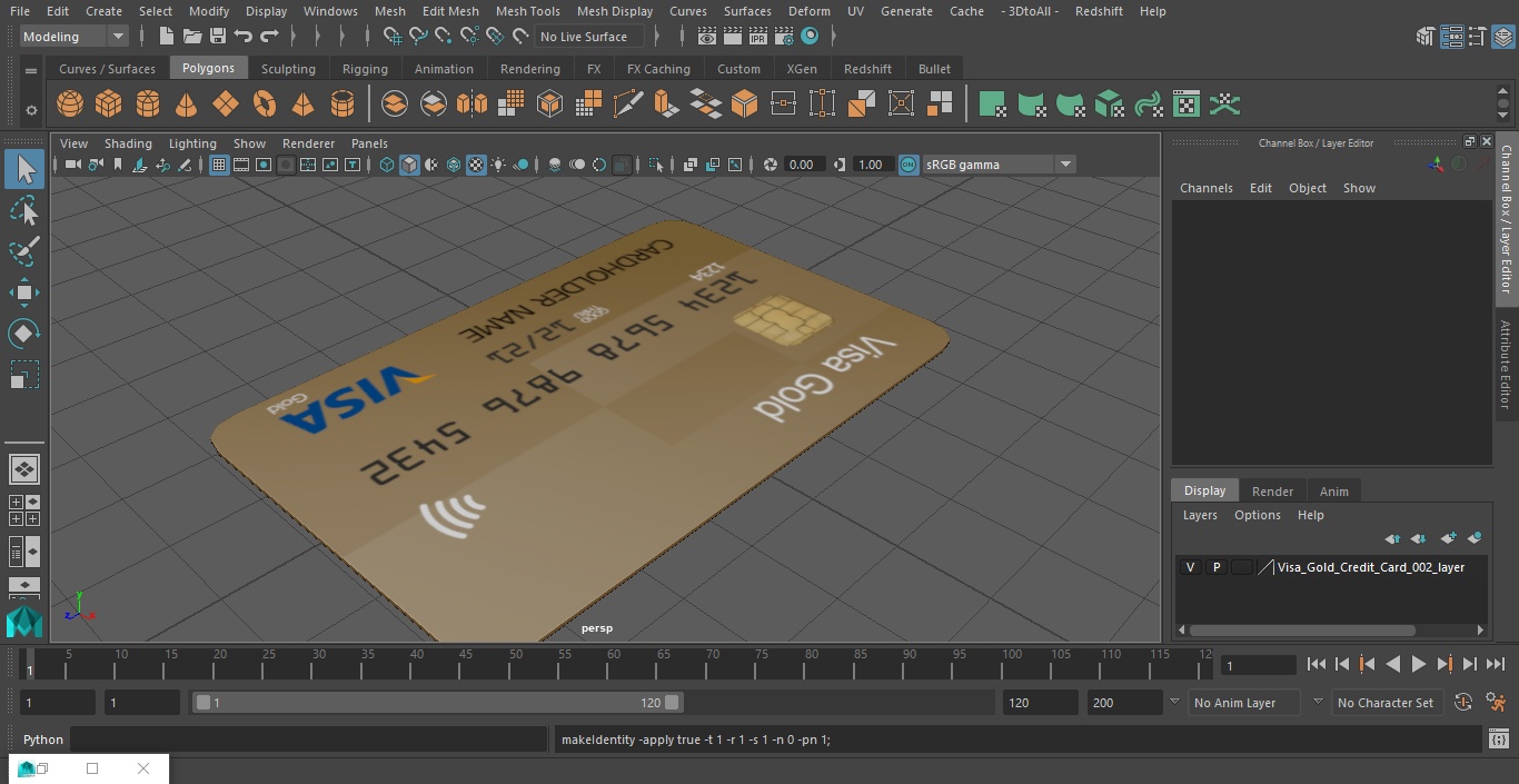 3D Visa Gold Credit Card