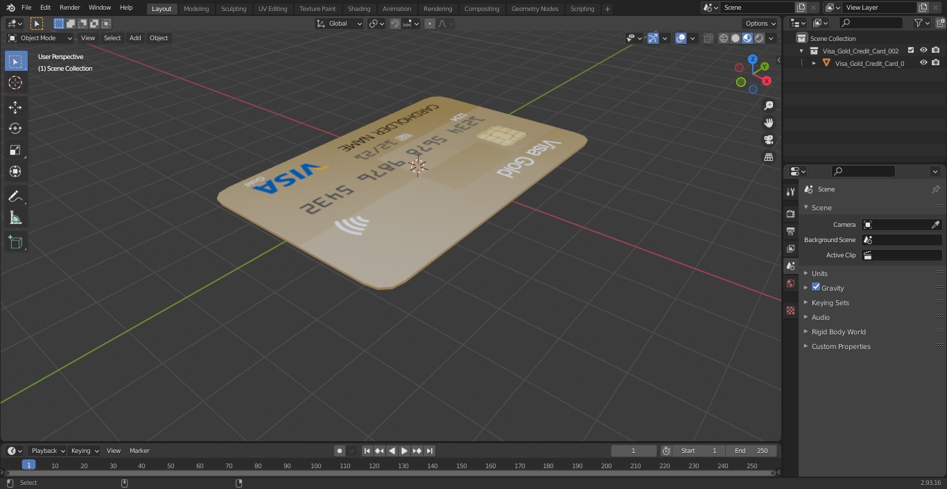 3D Visa Gold Credit Card