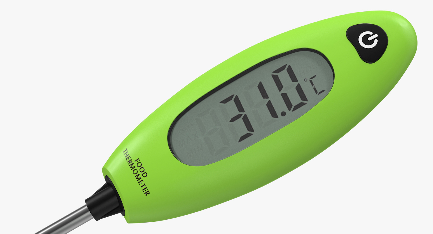 Digital Food Thermometer with Burger Patty 3D