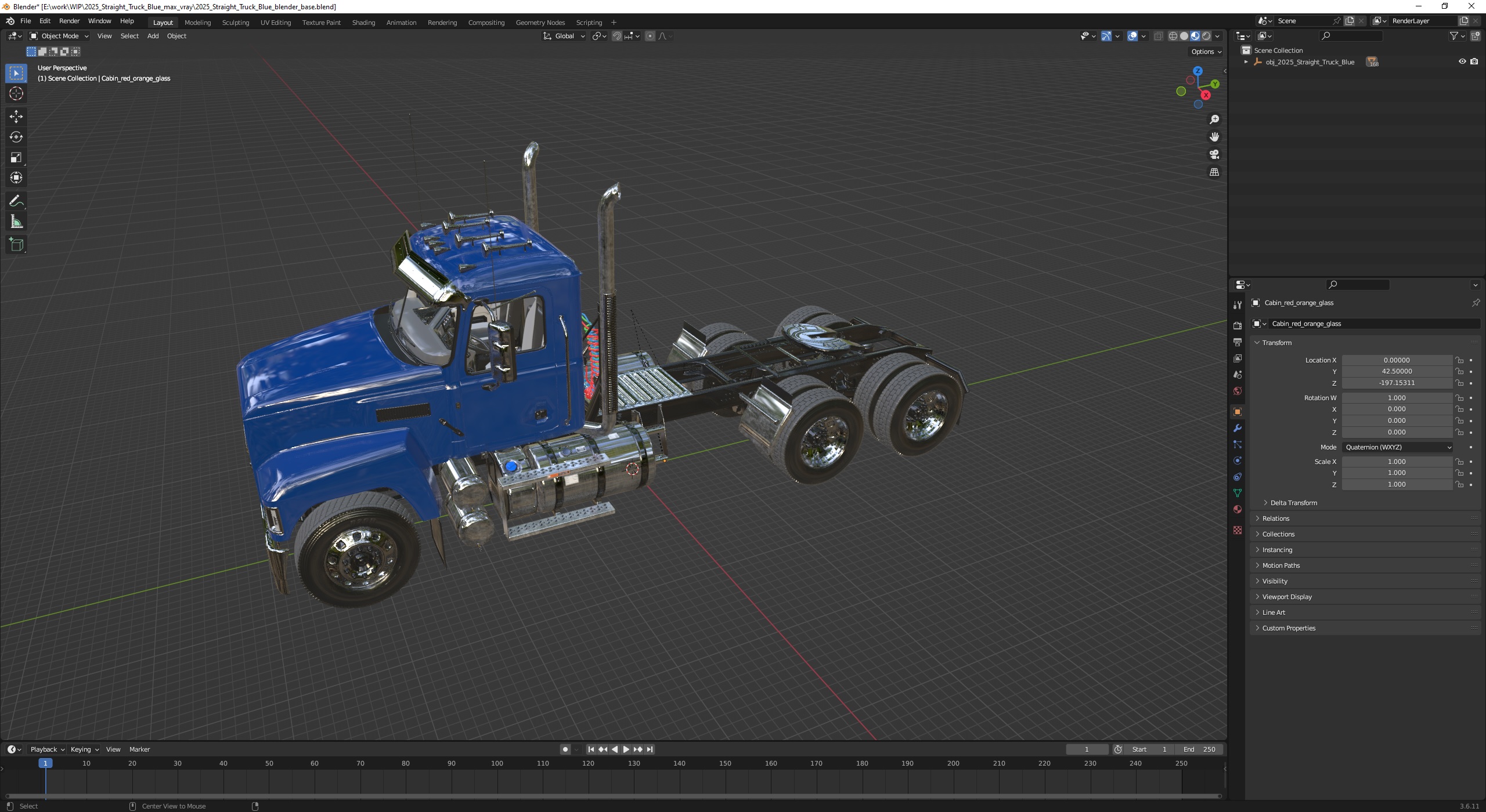 2025 Straight Truck Blue 3D model