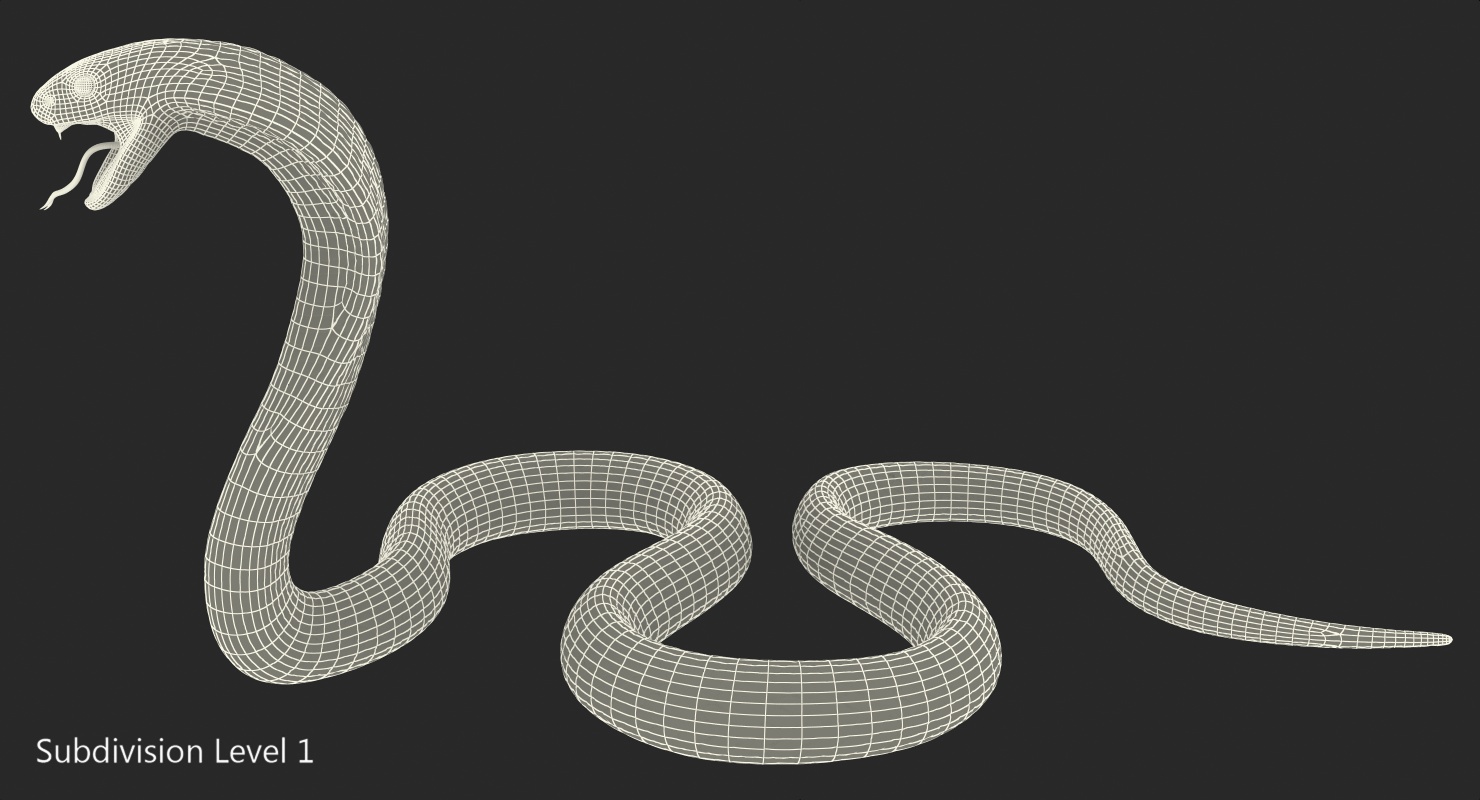 3D model Dark Skin Cobra Attacking Pose