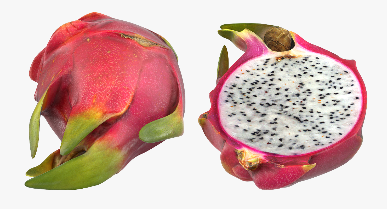 3D Half Red Dragon Fruit