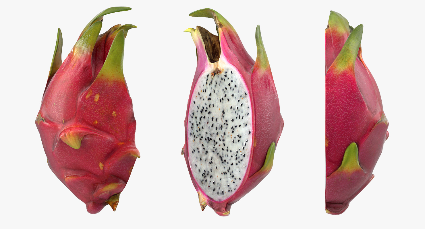 3D Half Red Dragon Fruit