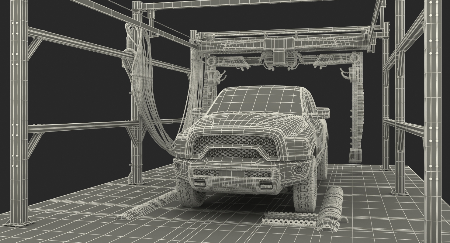 3D Carwash System Fastrak Touch Free with Pickup Truck Rigged model