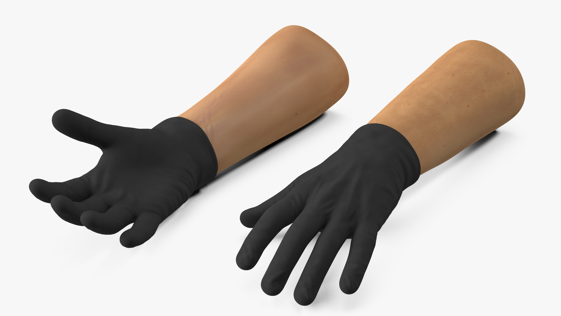 3D Gloved Hands Medical Black