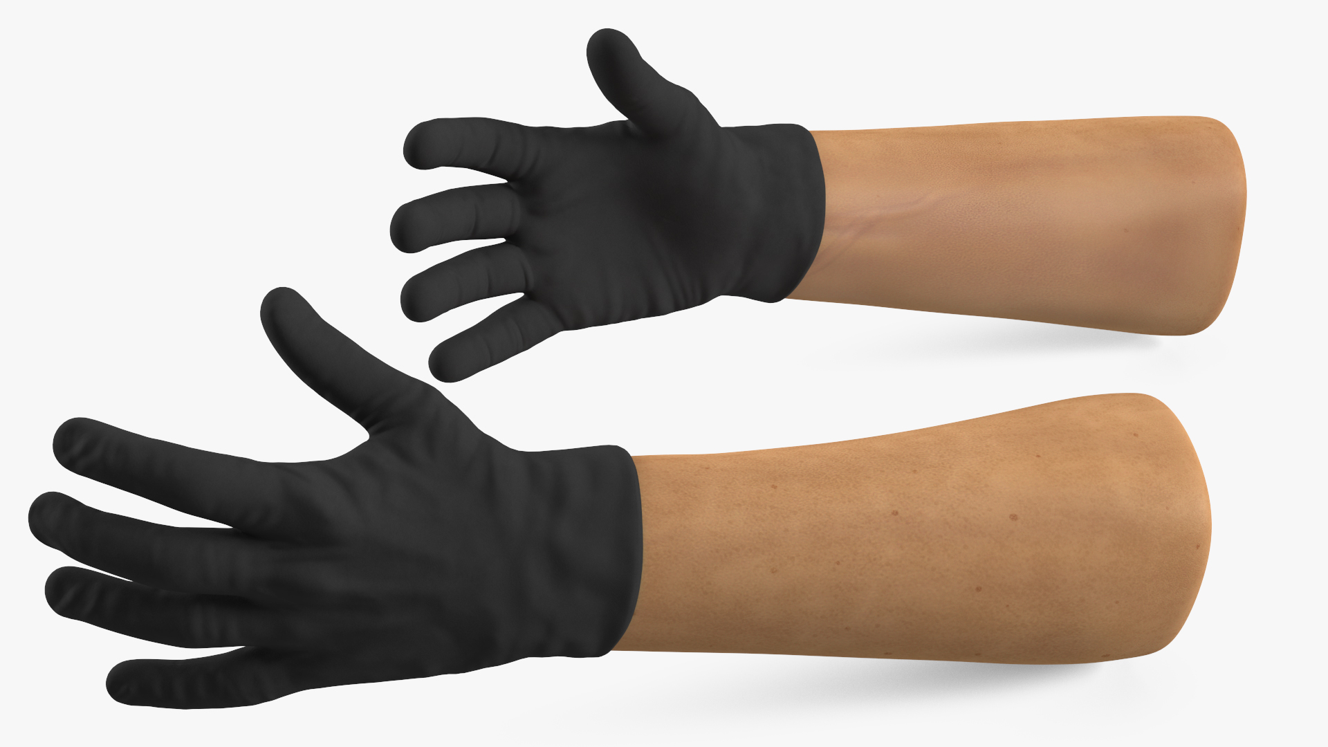 3D Gloved Hands Medical Black