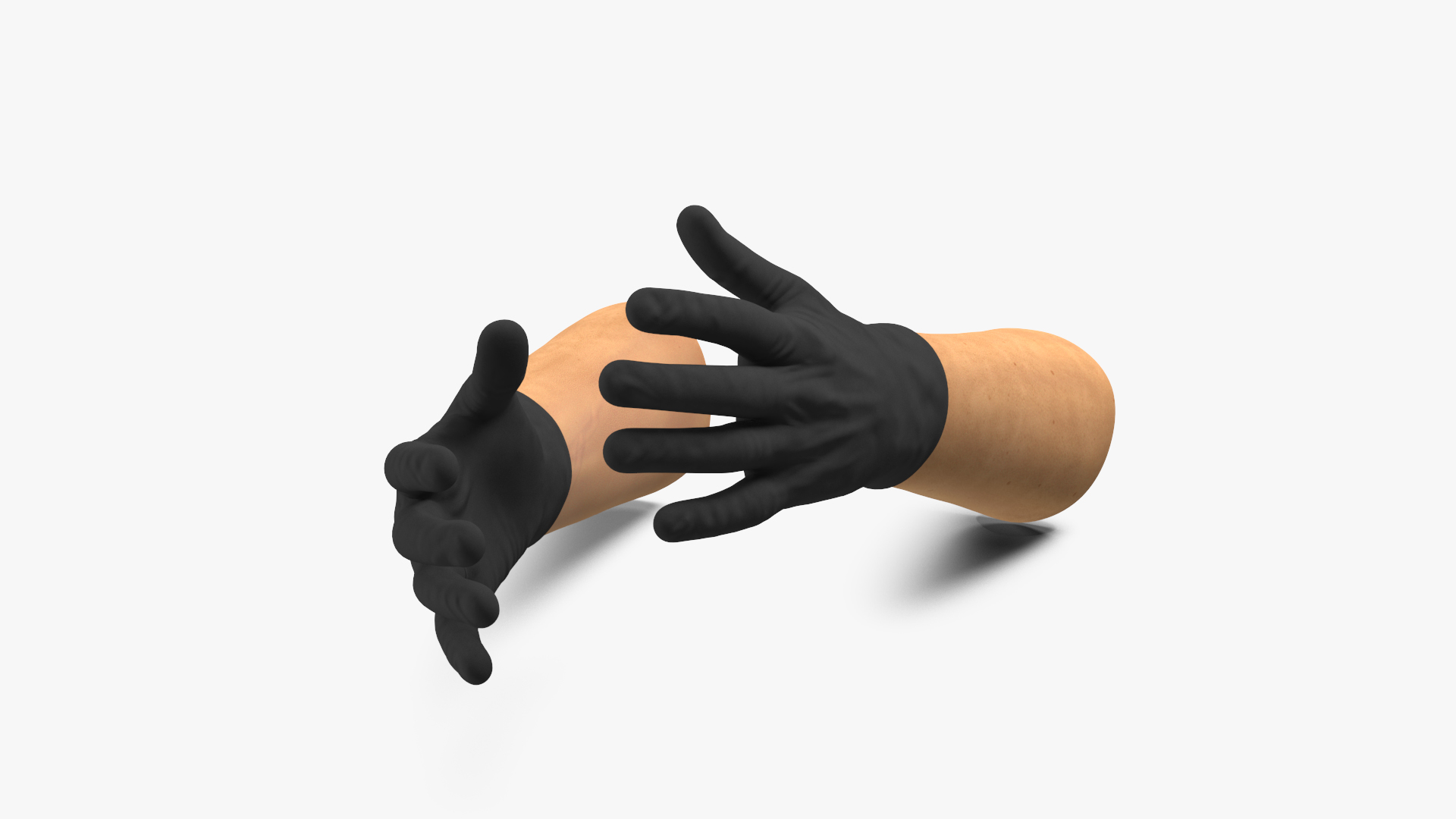 3D Gloved Hands Medical Black