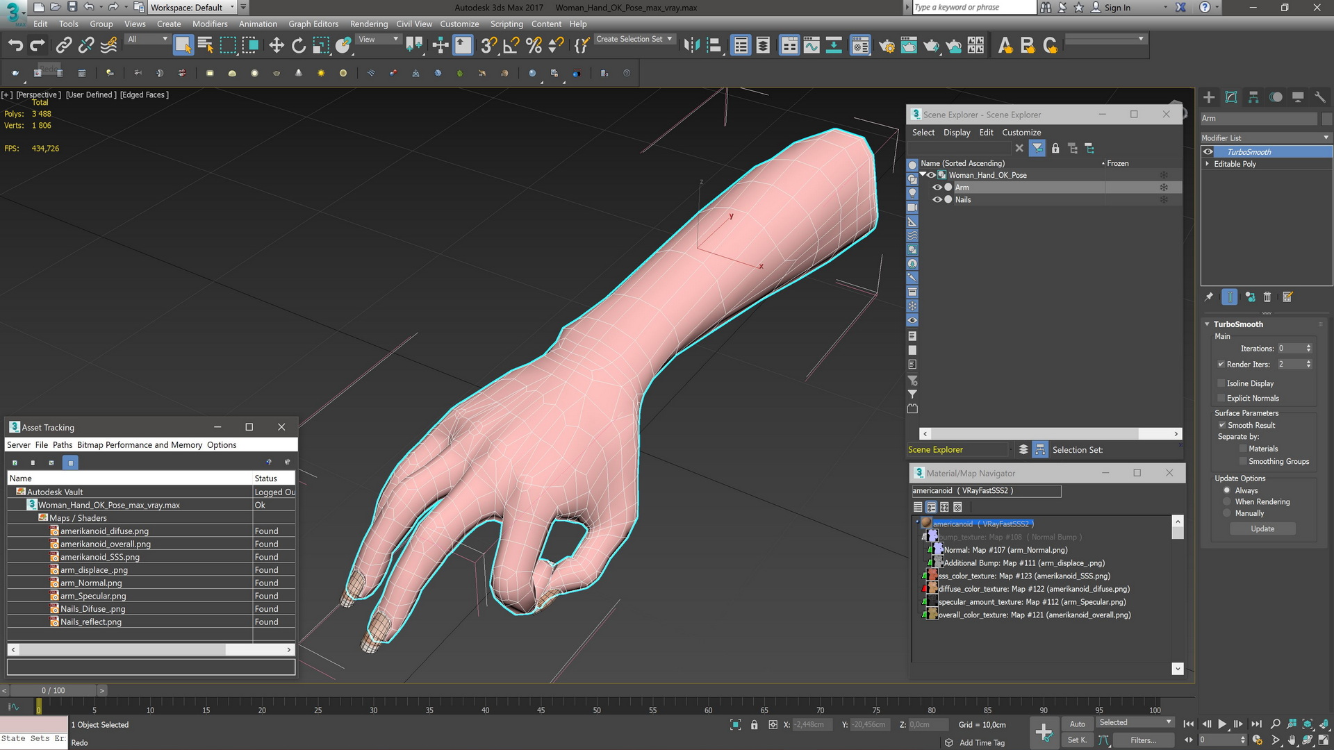 3D Woman Hand OK Pose model