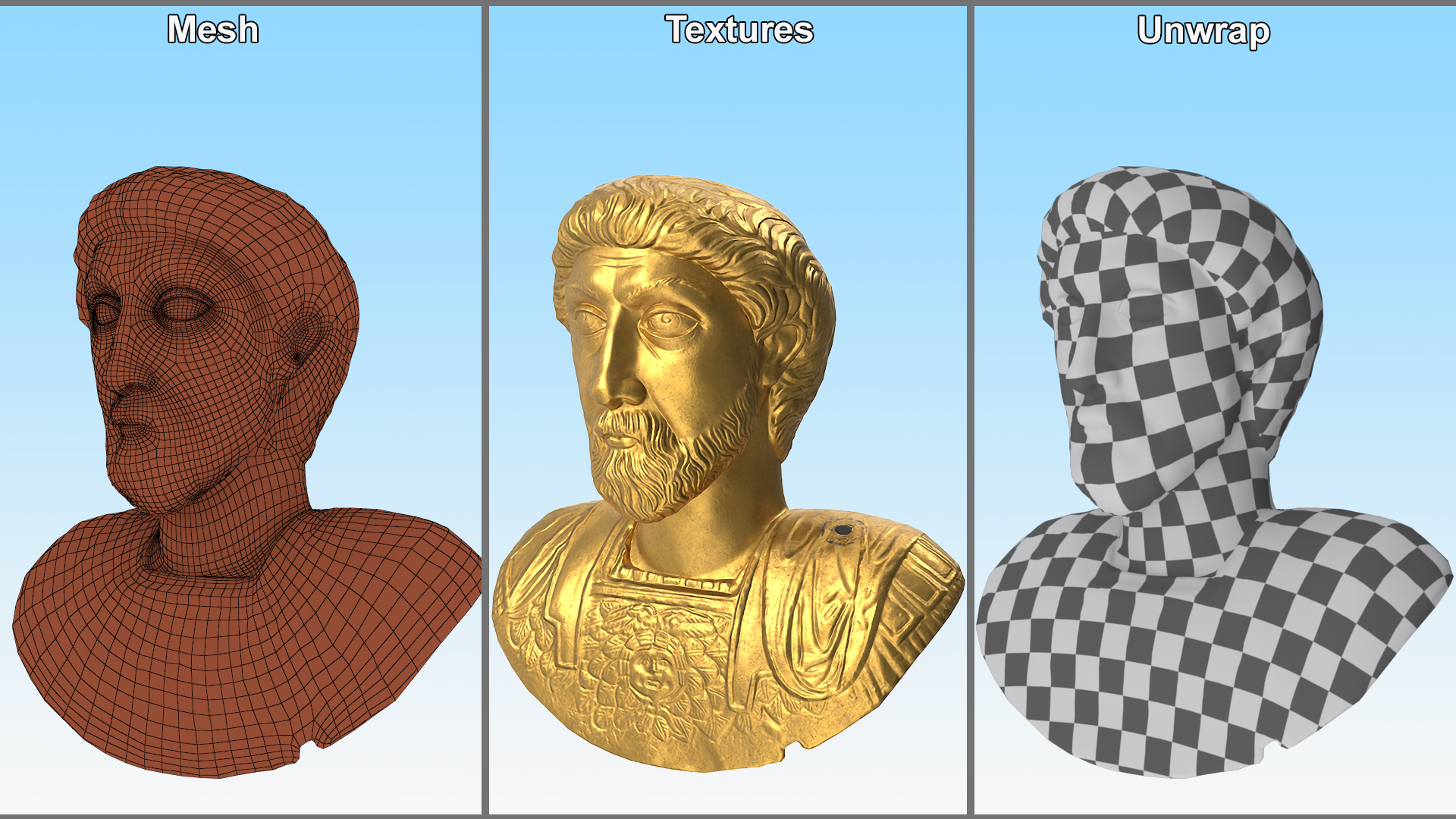 3D model Golden Bust of Marcus Aurelius