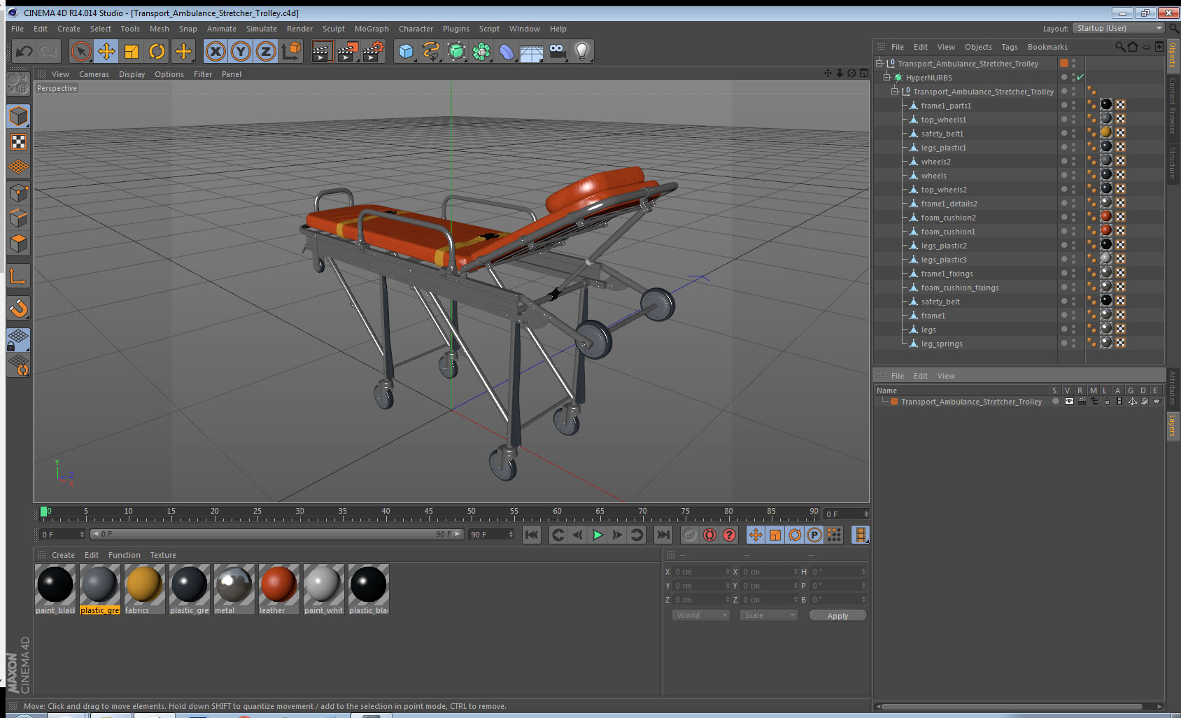 Transport Ambulance Stretcher Trolley 3D