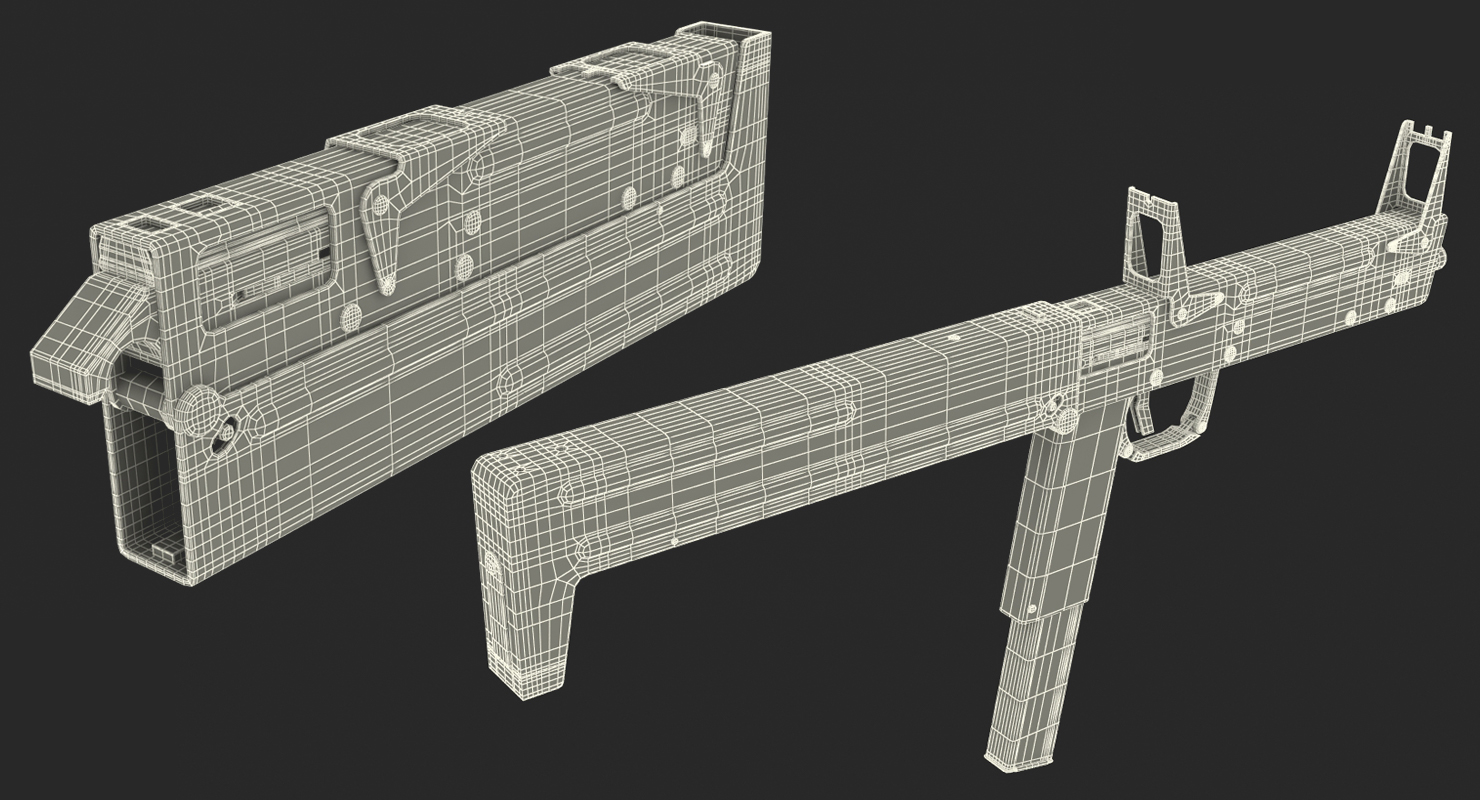 3D model Russian Folding Submachine Gun PP 90 SMG