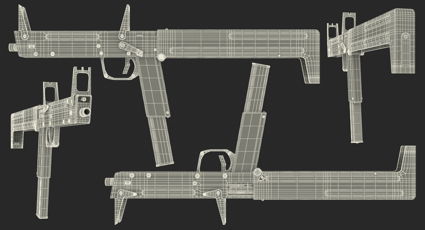 3D model Russian Folding Submachine Gun PP 90 SMG