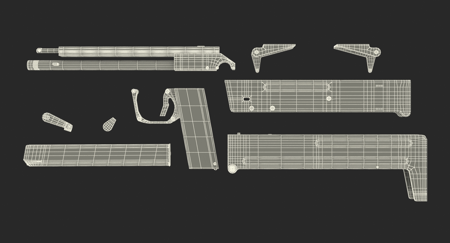 3D model Russian Folding Submachine Gun PP 90 SMG