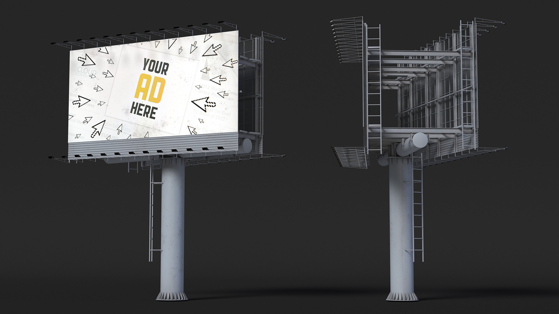 3D Double Street Billboard model