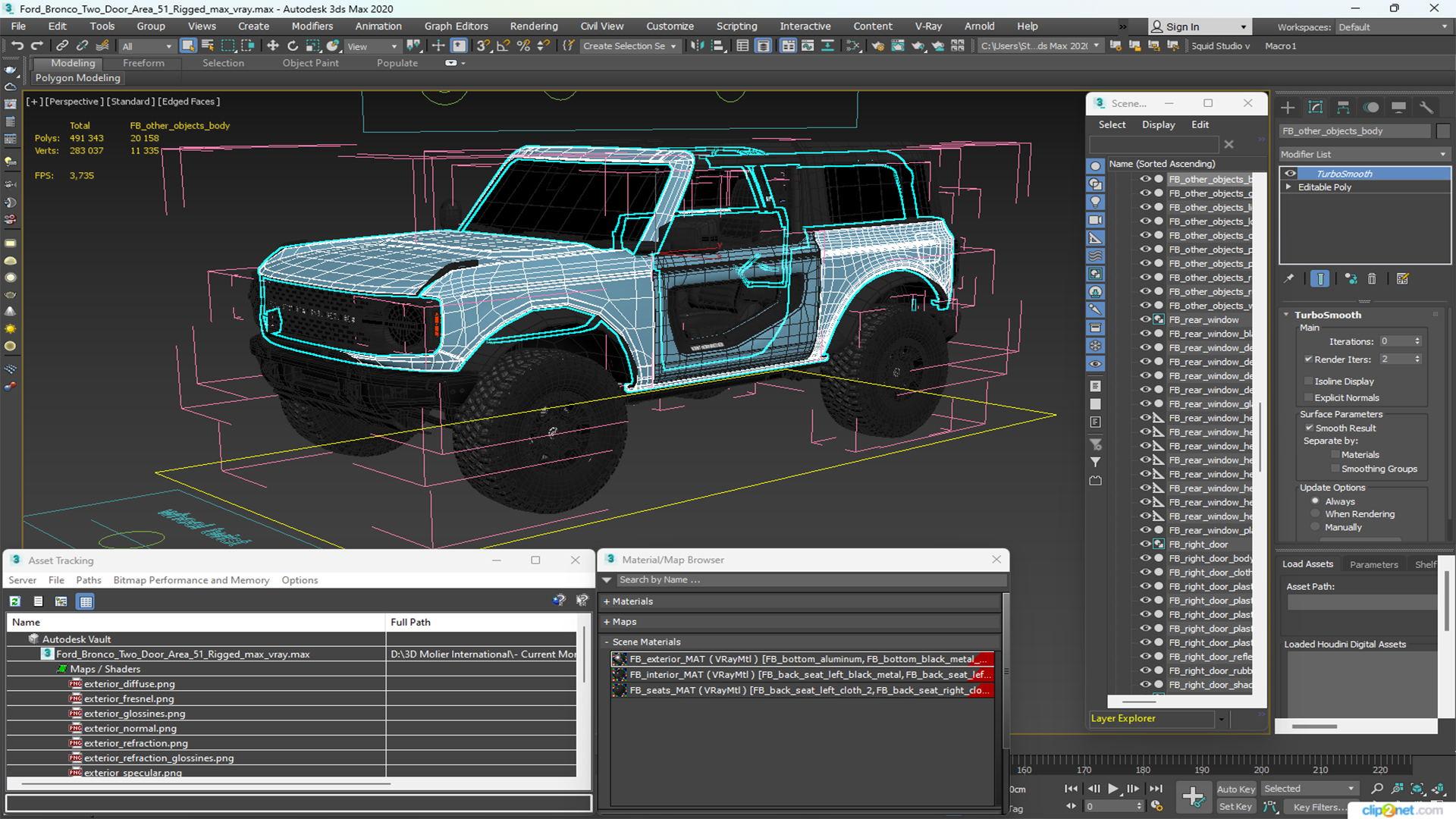 3D model Ford Bronco Two Door Area 51 Rigged