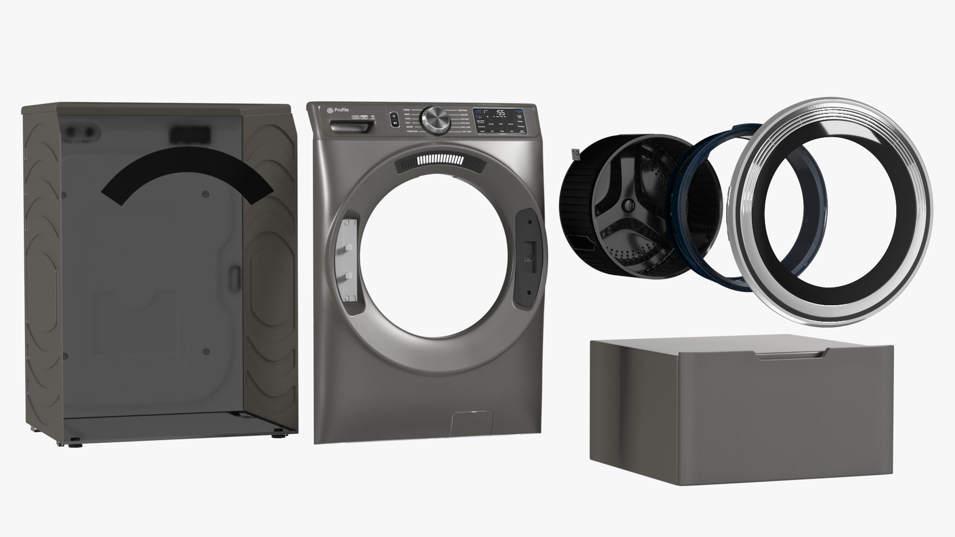 3D Washer and Dryer Set Profile Grey model