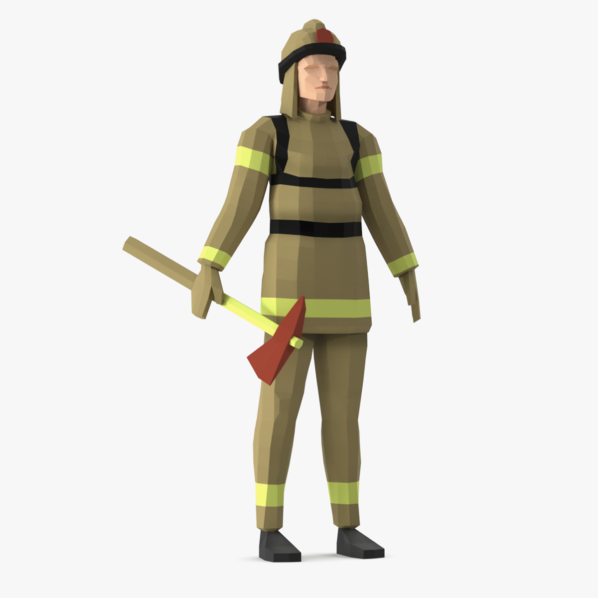 3D Firefighter Low Poly Rigged for Maya