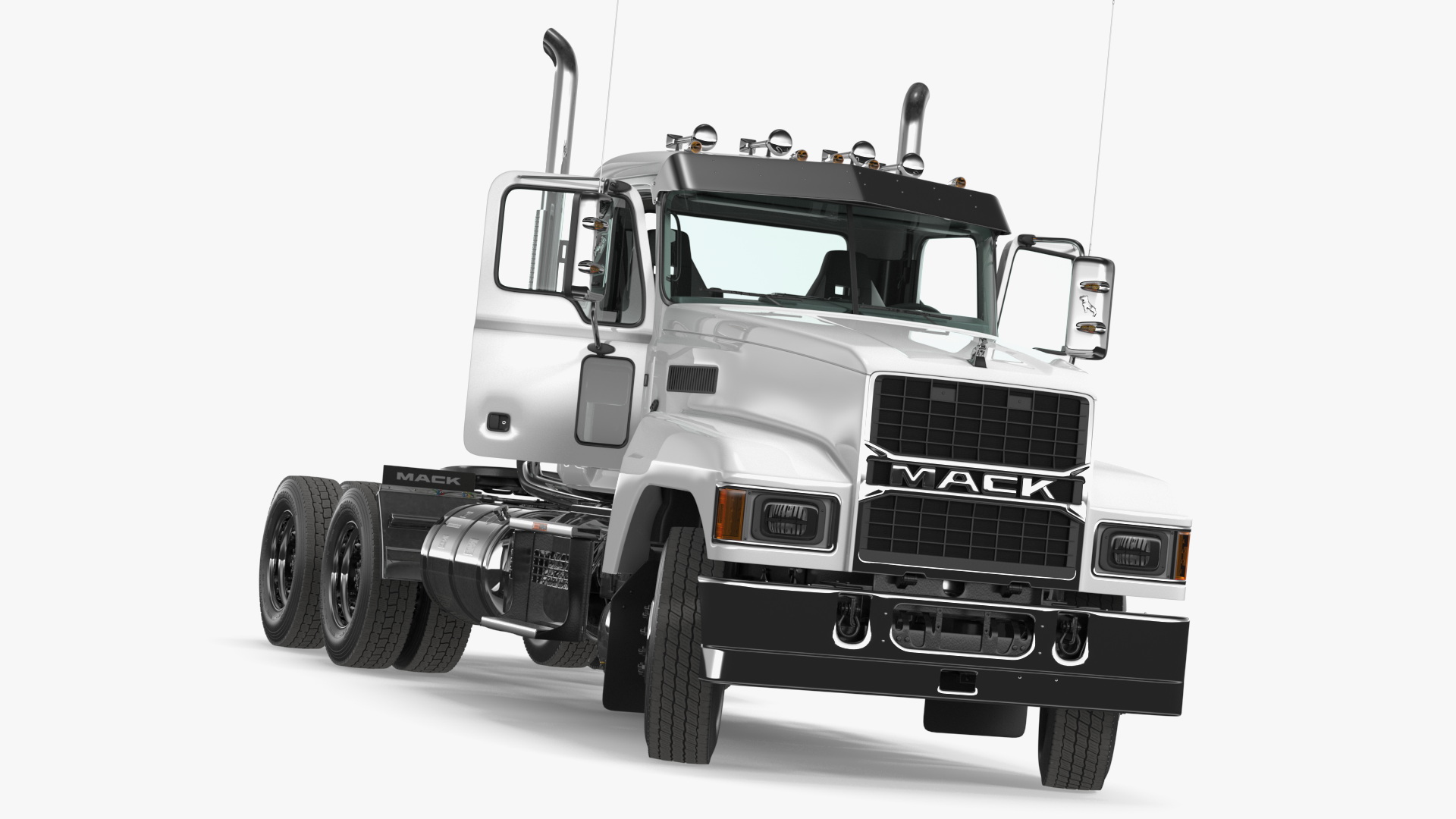 3D Mack Cargo Truck White Rigged for Maya model