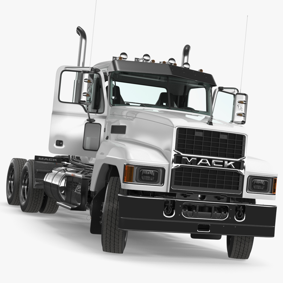 3D Mack Cargo Truck White Rigged for Maya model