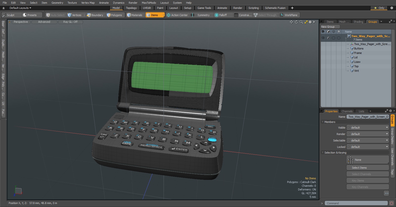 Two-Way Pager with Screen Off 3D model