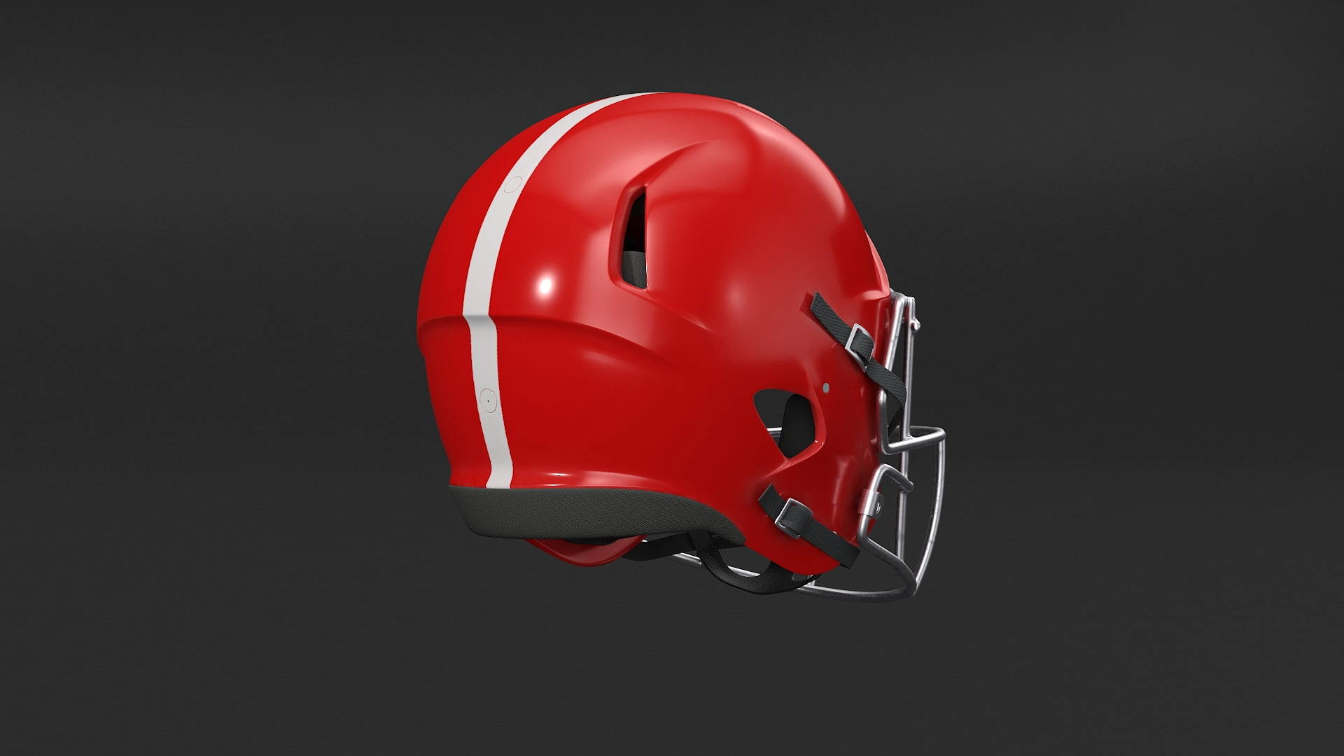 3D Black Man American Football Player Crouching Red Uniform